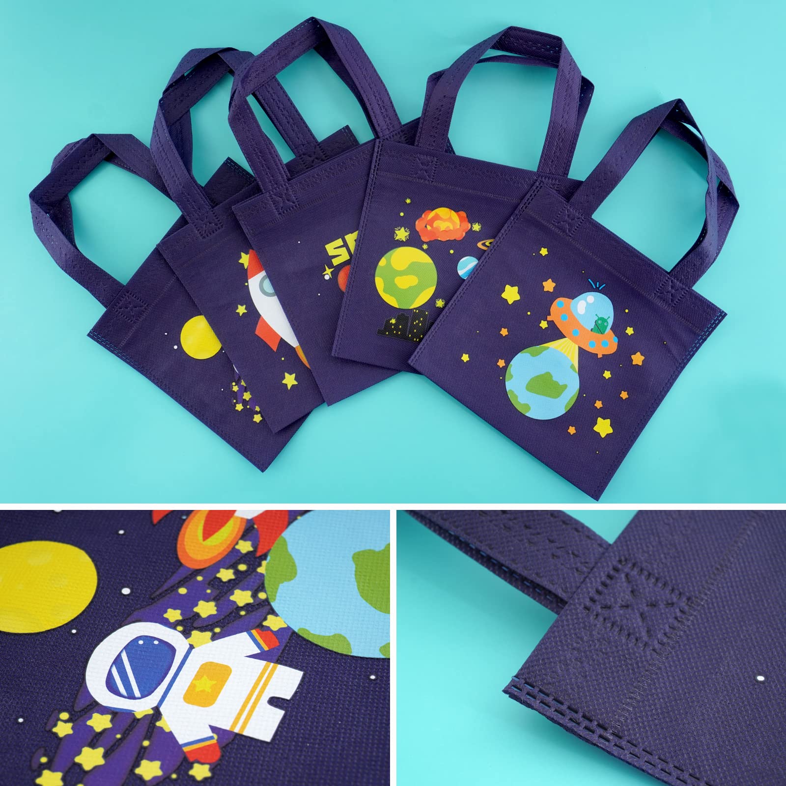 Banballon 20 Pcs Outer Space Party Favor Bags Space Non-Woven Gift Bags Treat Gift Bags For Kids Birthday Party Outer Space Them