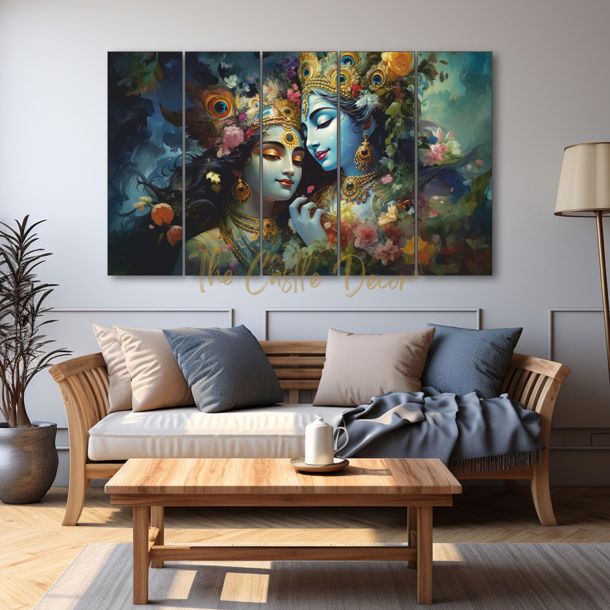 The Castle Decor Radha krishana painting with frame 5 Big Size (27x48) Wall Art for living room,Bedroom,Drawing room,Hotels-Digi