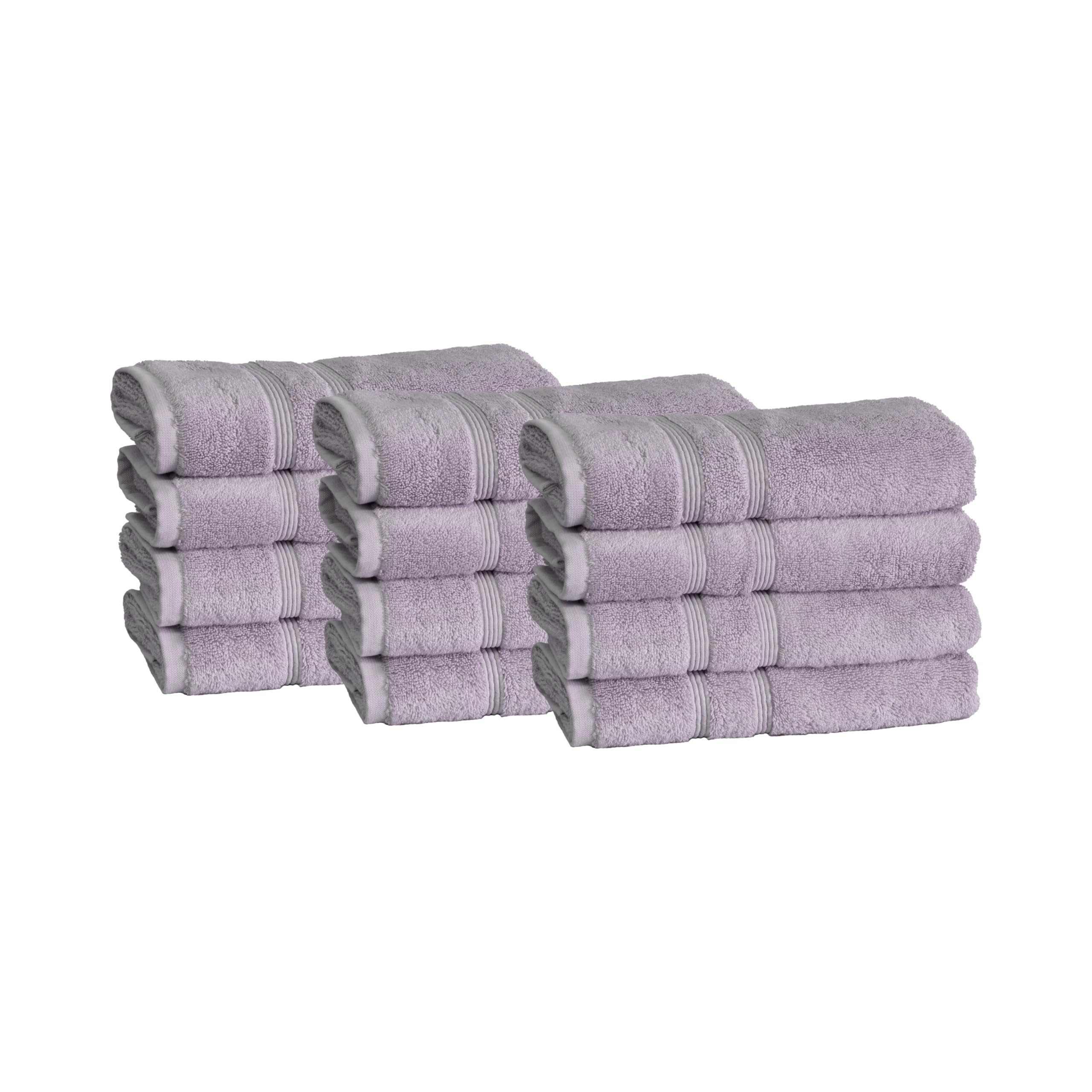 Mosobam Luxury Turkish Set Of 12 Hand Towels 16X30 Lavender Aura 700 Gsm Bamboo Viscose & Aegean Turkish Combed Cotton