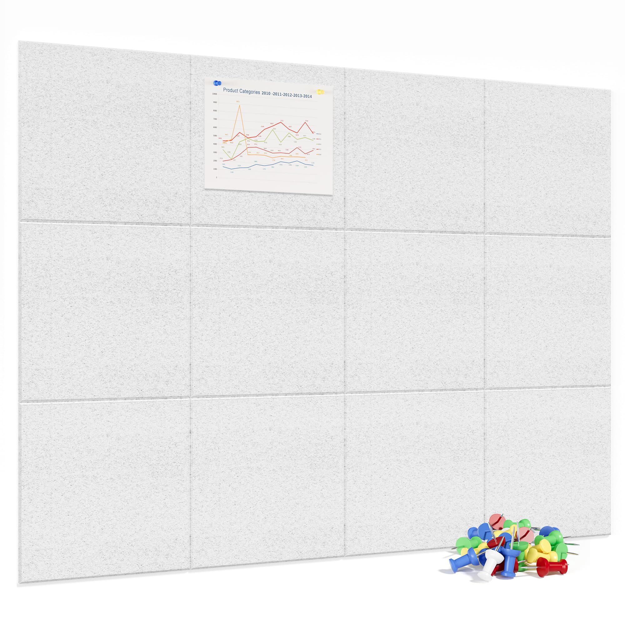 Neatsure Large Cork Board for Wall, 48 x 36 Bulletin Board with Pushpins, 12 Panels Felt Tiles Tack Push Pin Board for Office, S
