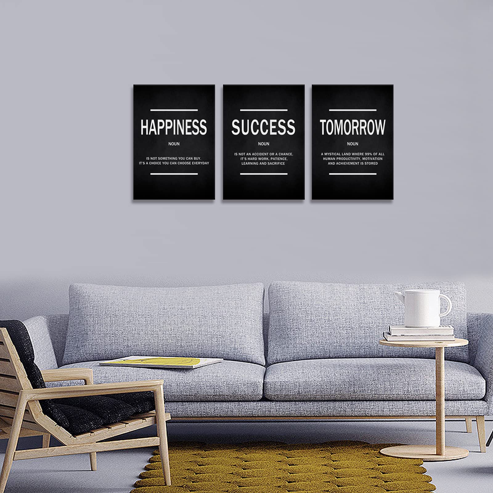 KAWAHONE Motivational Success Quotes Wall Art, Positive Entrepreneur Tomorrow Poster Inspirational Happiness Relaxing Wall Hangi