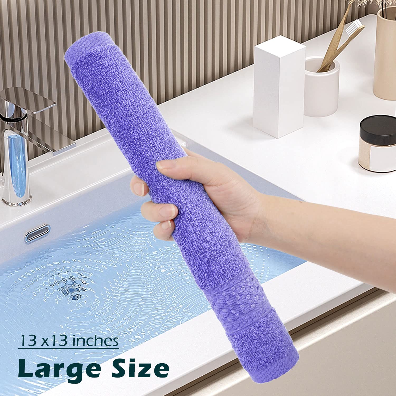 Cleanbear Face Cloths 12 Pack Washcloths 100% Cotton Wash Cloth For Face - Large Bath Washcloths 13 By 13 Inches With Multi Colo