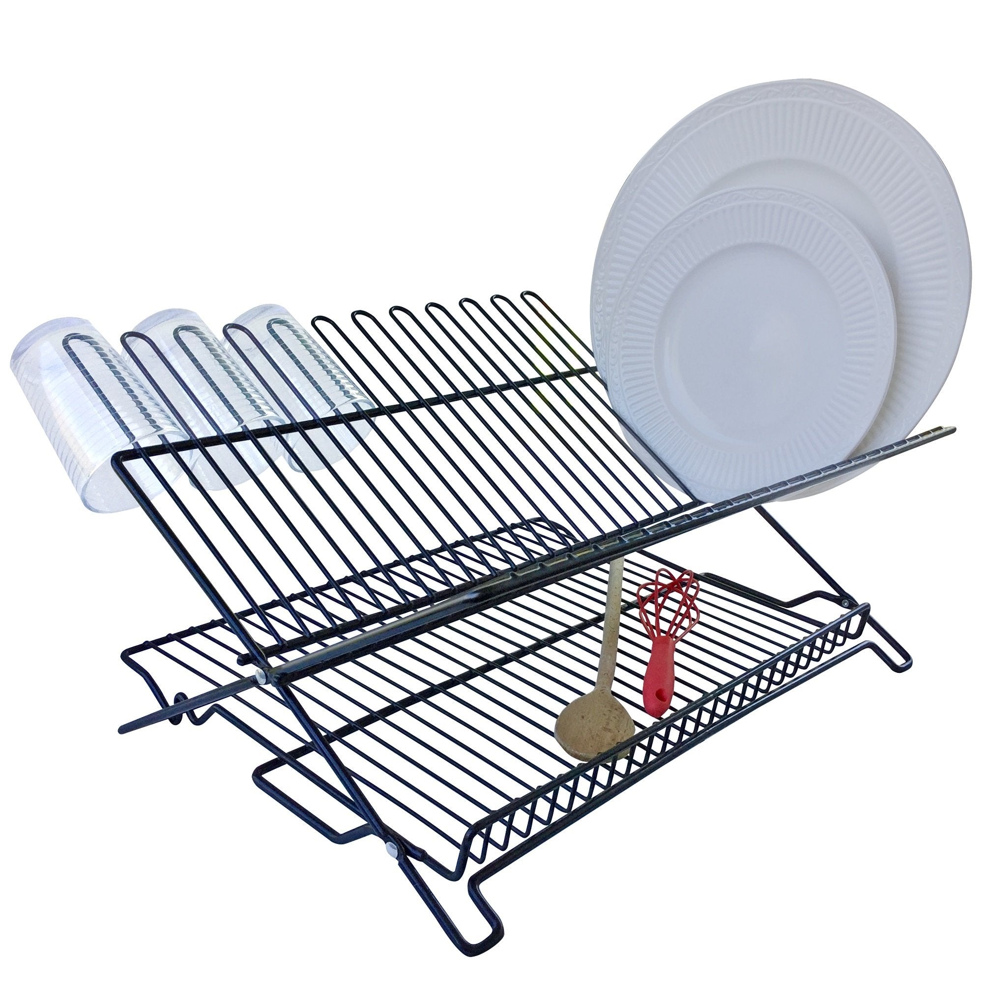 Better Houseware - #1489/E 1489 Large Folding Dish Rack  Black