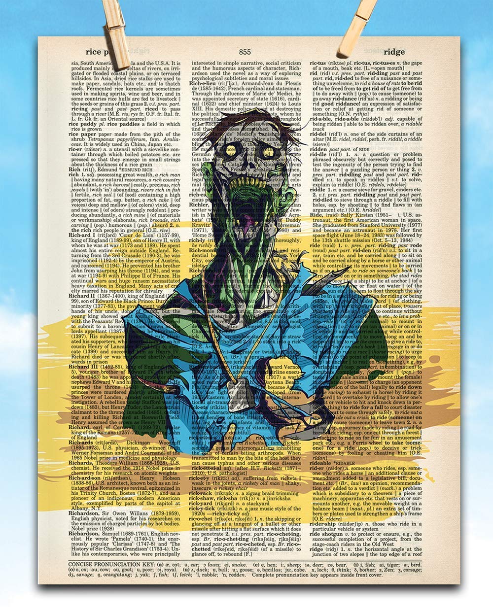Upcycled Dictionary Art - Zombie Rage - Classic Home And Room Decor, Witch And Halloween Decorations, Zombie Horror House Displa