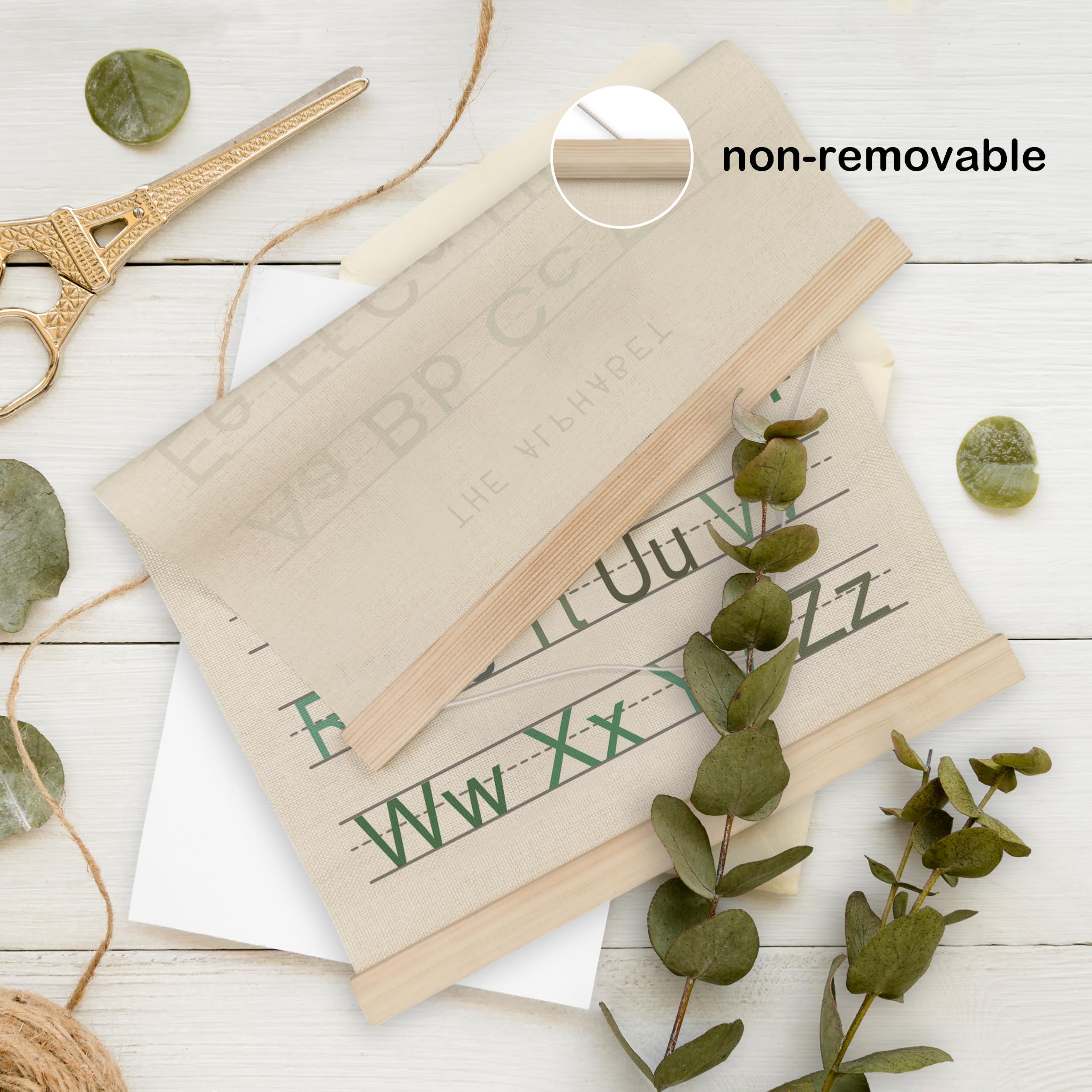 Hrqko Alphabet Numbers Poster Hanger Frame Set Of 2, Nursery Wall Decor, Boho Abc Poster Wall Art With Wooden Frames, Sage Green