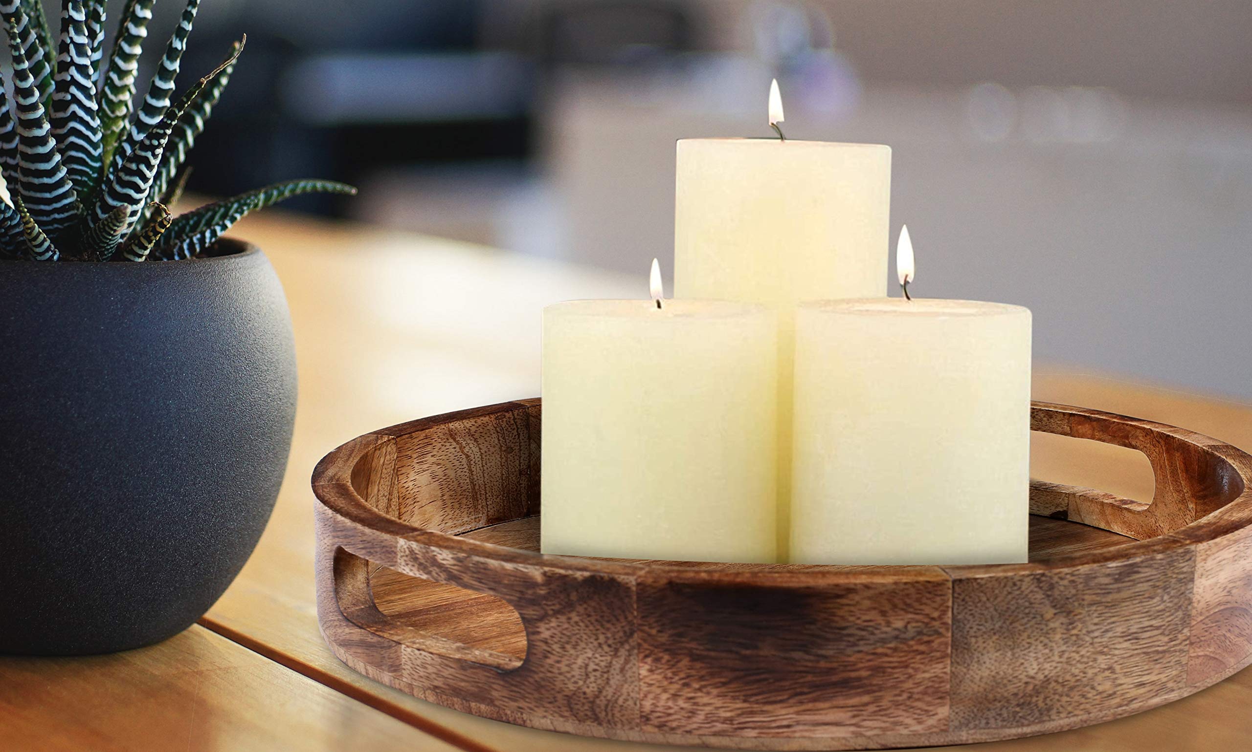 Bedding Craft Set Of 2 Countertop Wooden Fruit Tray Baskets Decorative Rustic Wood, Natural Burnt 12X12X1.5 - Perfect For Kitche