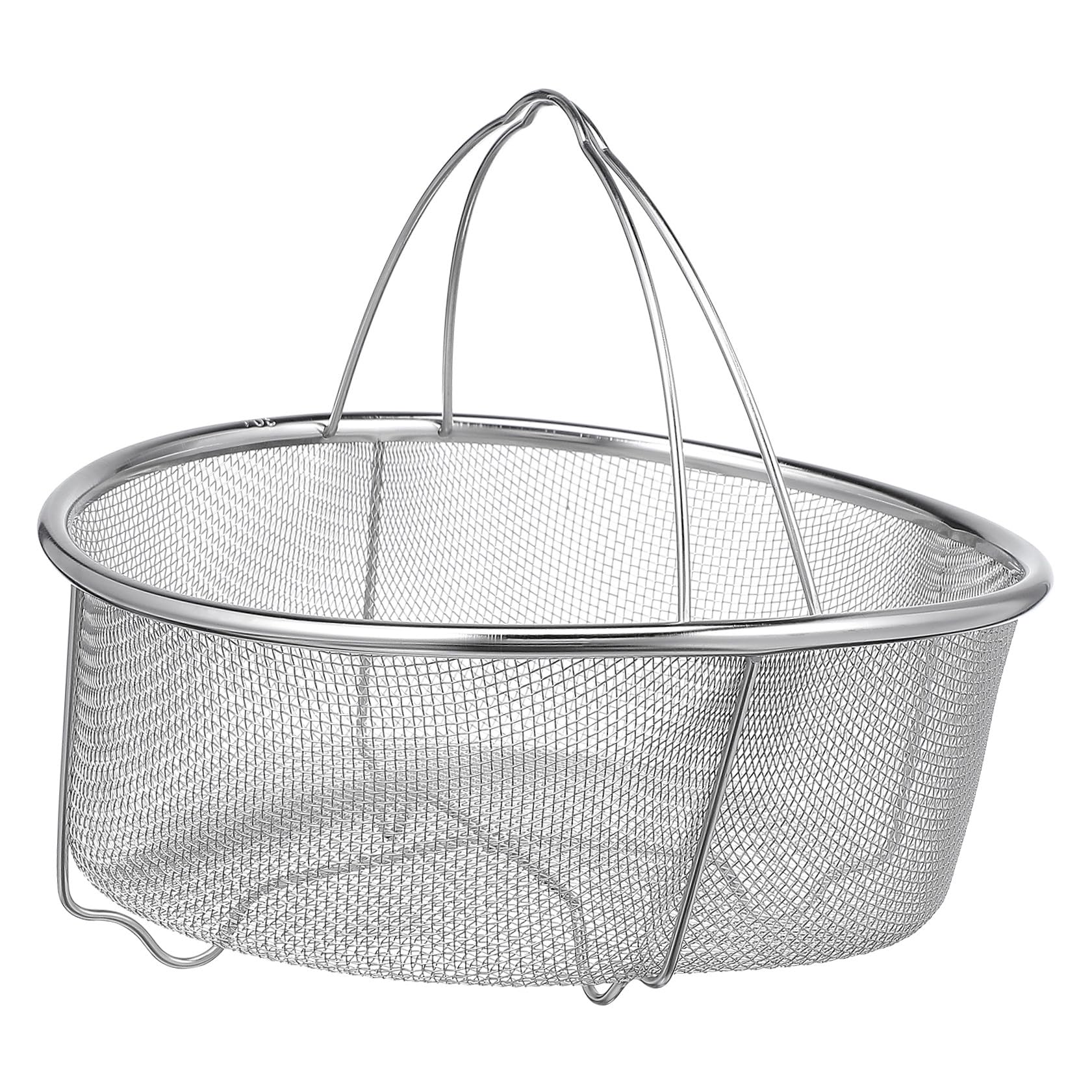 Hemoton Stainless Steel Drain Basket Handle Design Fruit Washing Basket Fine Mesh Vegetable Strainer for Rinsing Rice Draining P