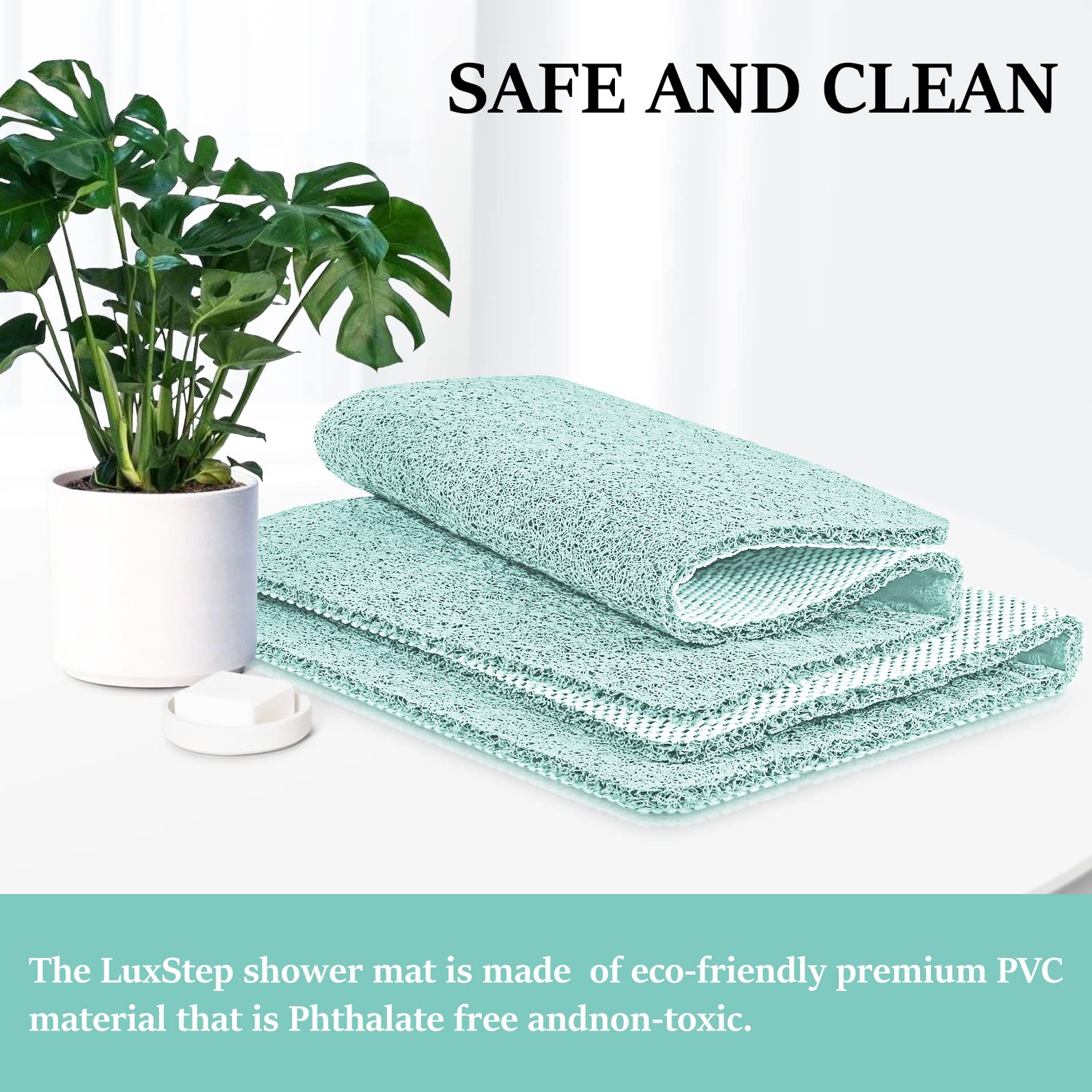 Luxstep Shower Mat Bathtub Mat,24X32 Inch, Non-Slip Bath Mat With Drain, Quick Drying Pvc Loofah Bathmat For Tub,Shower,Bathroom