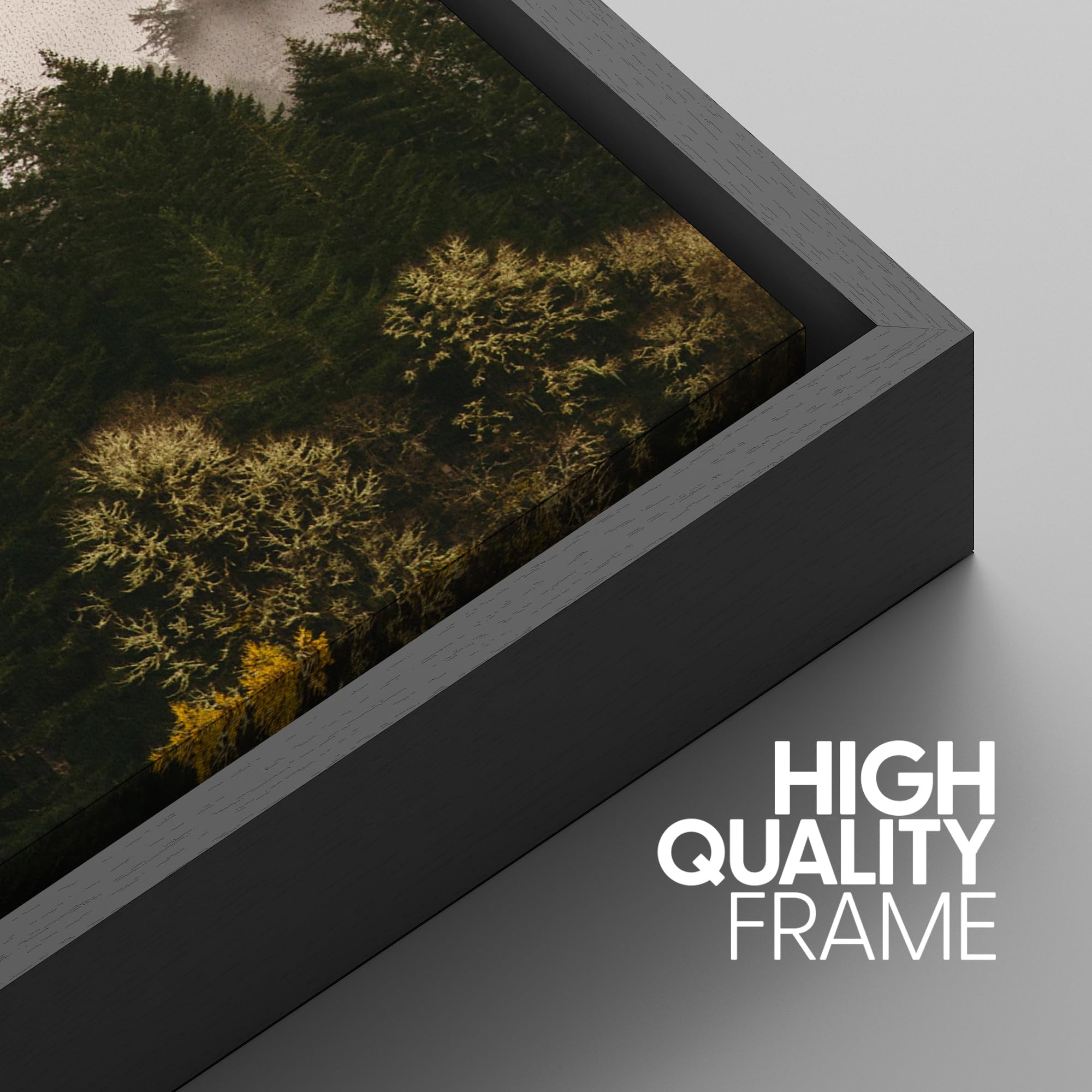 SIGNWIN 3 Piece Framed Canvas Wall Art Brown Foggy Mountains Nature Wilderness Photography Abstract Rustic Canvas Prints Home Artwork Decoration for Living Room Bedroom - 16 ''x24 ''x3 Panels