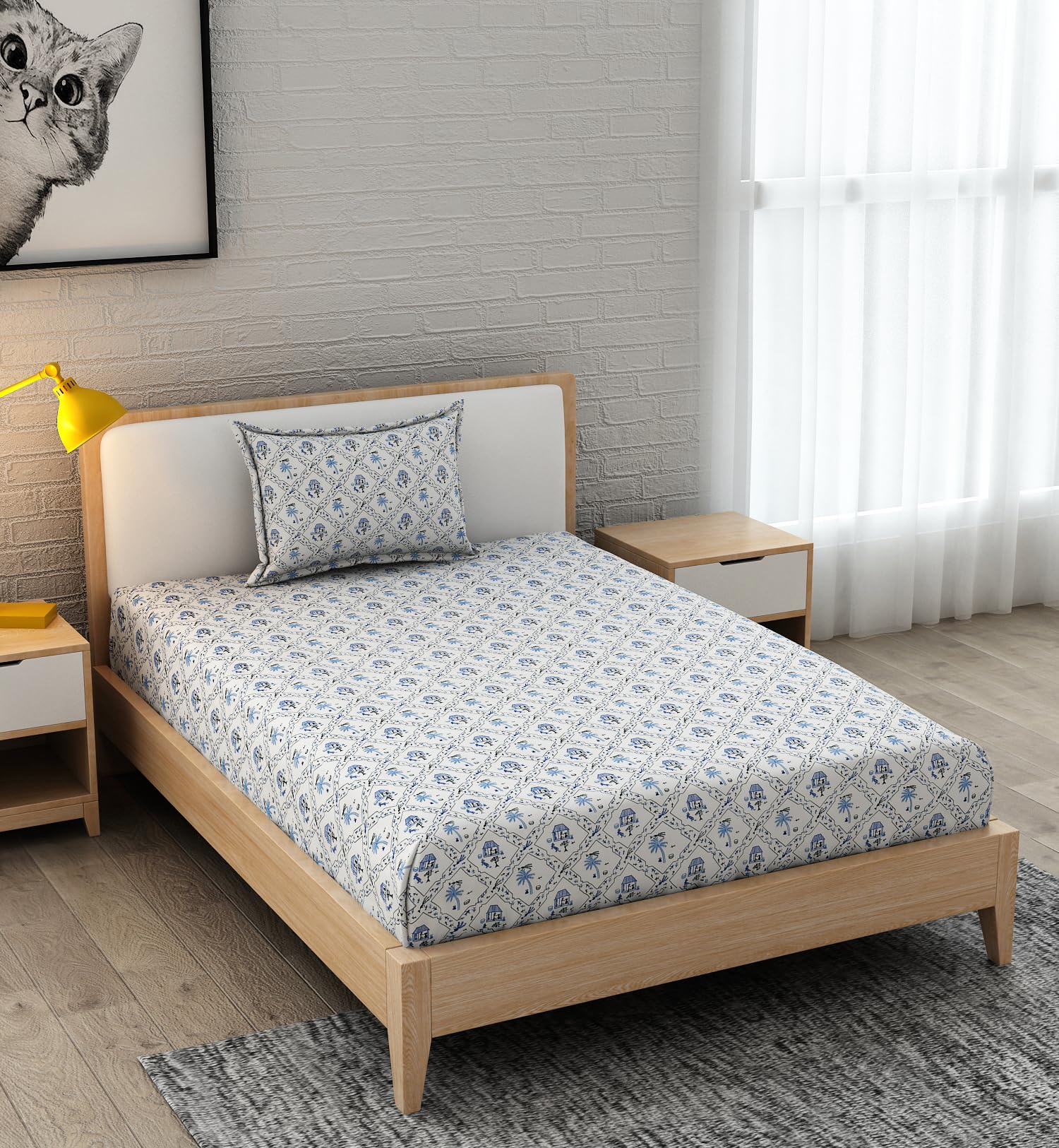 Homefab India 220 Tc Microfiber Soft Cotton Bedsheet For Single Bed With 1 Pillow Cover - White
