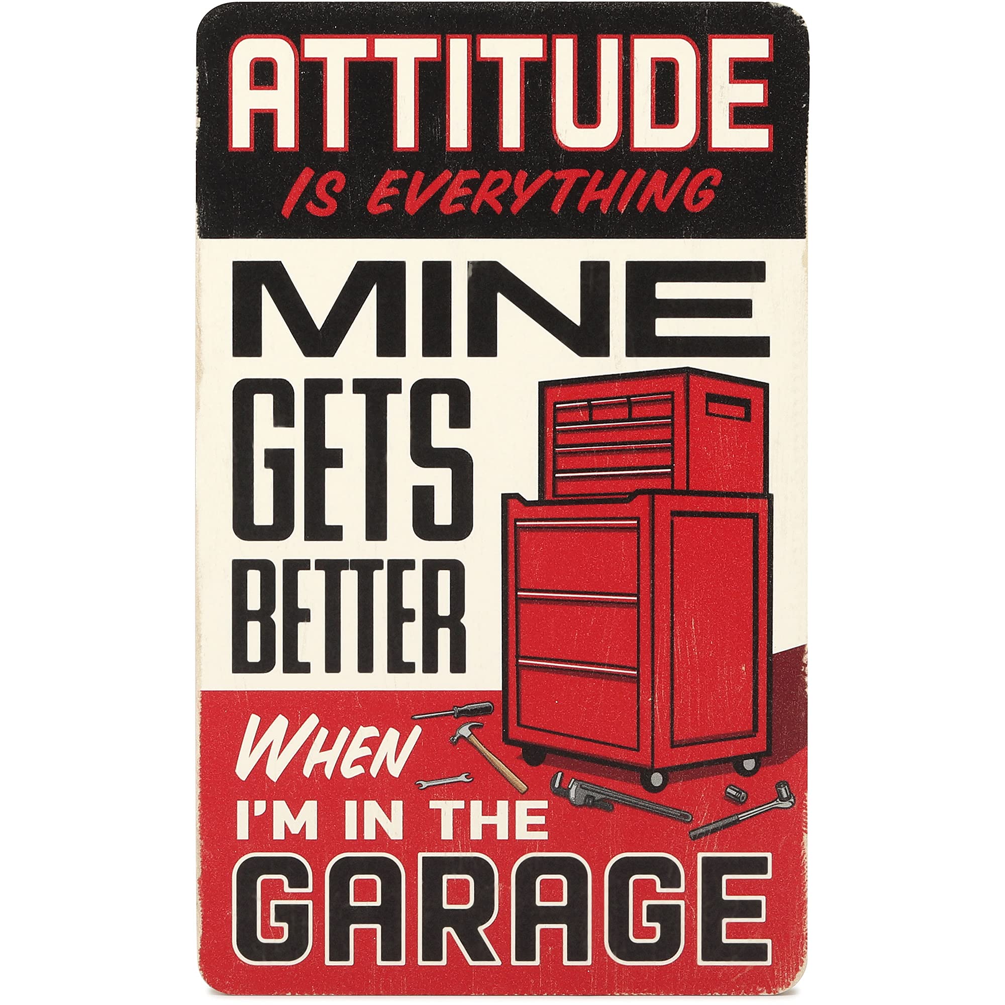Attitude Gets Better in the Garage Wood Wall Decor - Funny Sign for Garage, Shop, or Man Cave