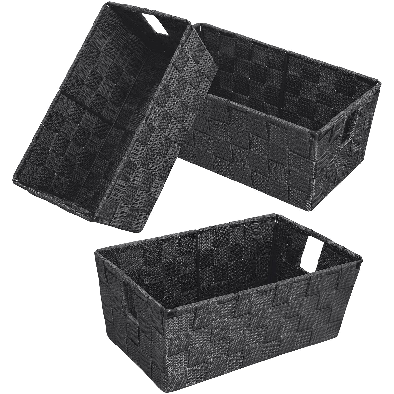 Homyfort Woven Shelf Storage Tote Basket Bins Container, Storage Boxes Cube Organizer With Built-In Handles For Bedroom, Office,