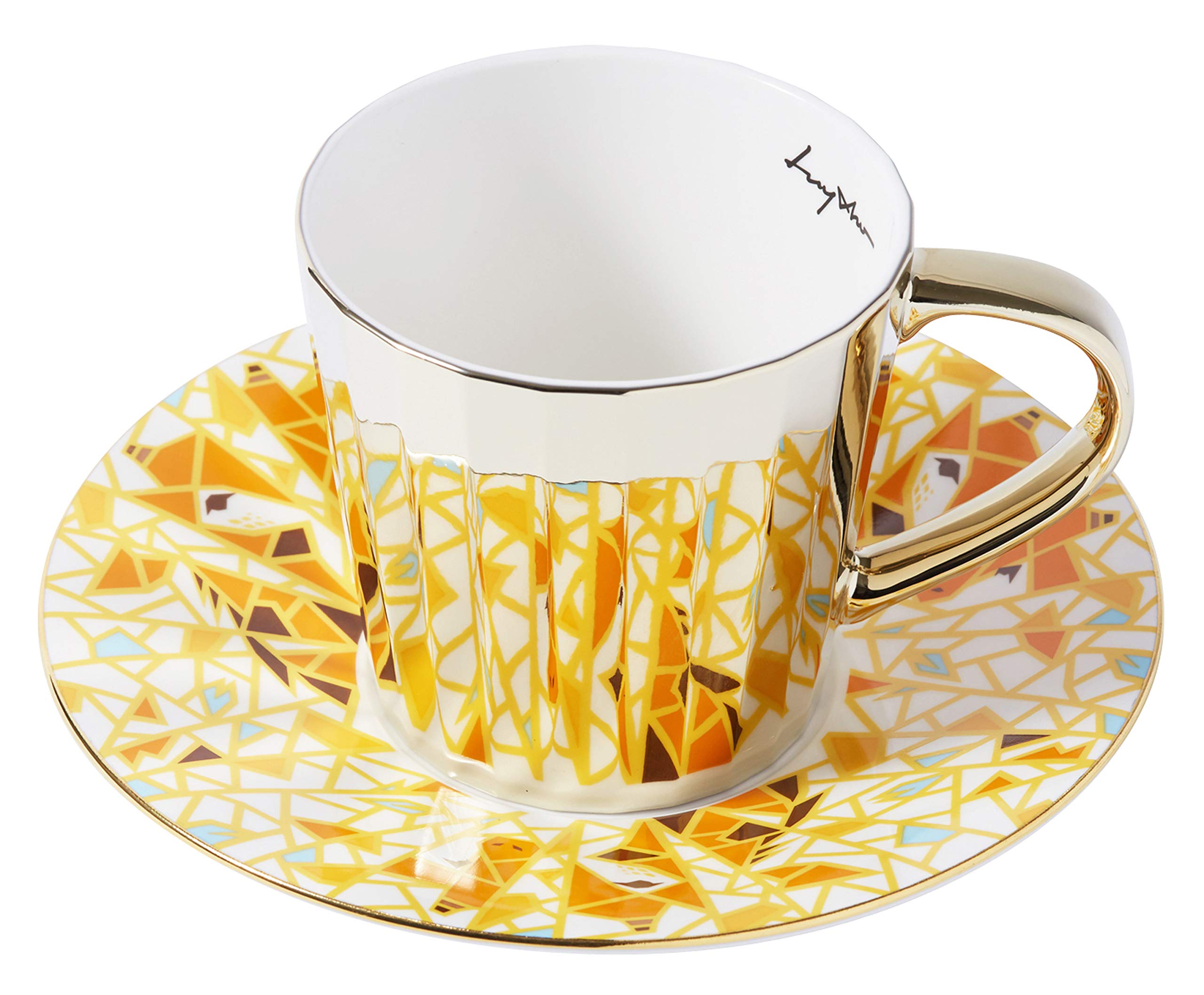 Luycho] Angled Mirror Cup & Saucer_Rothschilds Giraffe_11Oz