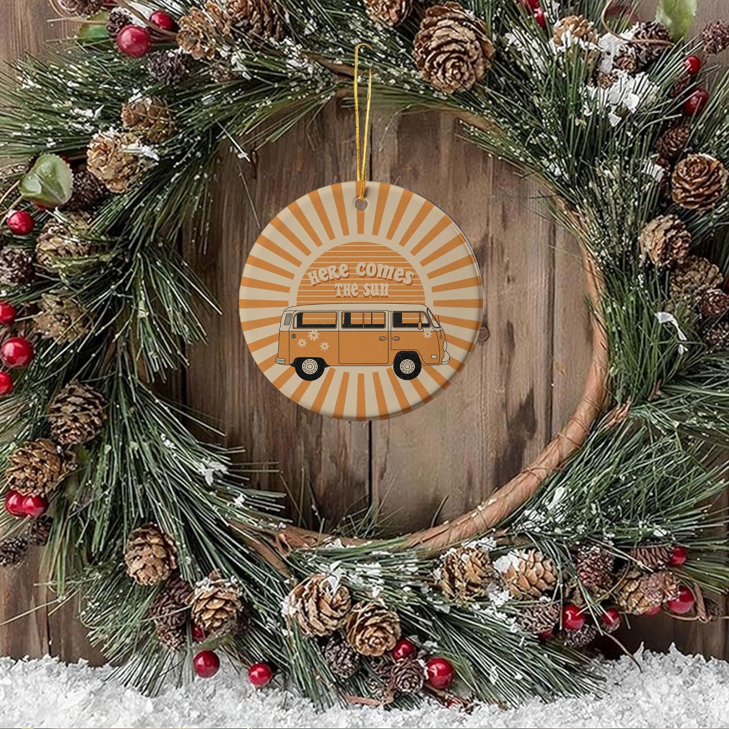 Here Comes The Sun - Boho Retro Ornaments for Christmas Tree, Sunshine Gifts for Women
