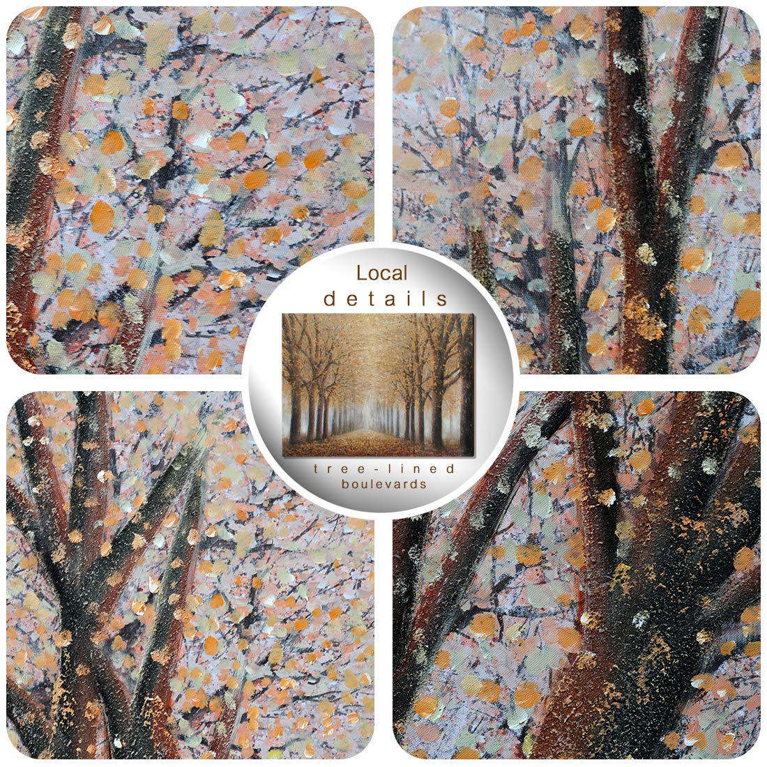 Large Tree Wall Art for Living Room Hand-Painted Forest Oil Painting Framed Yellow Grove Artwork Autumn Landscape Canvas Picture for Living Room Bedroom Home Decorations Wall Decor Large 48''x32''