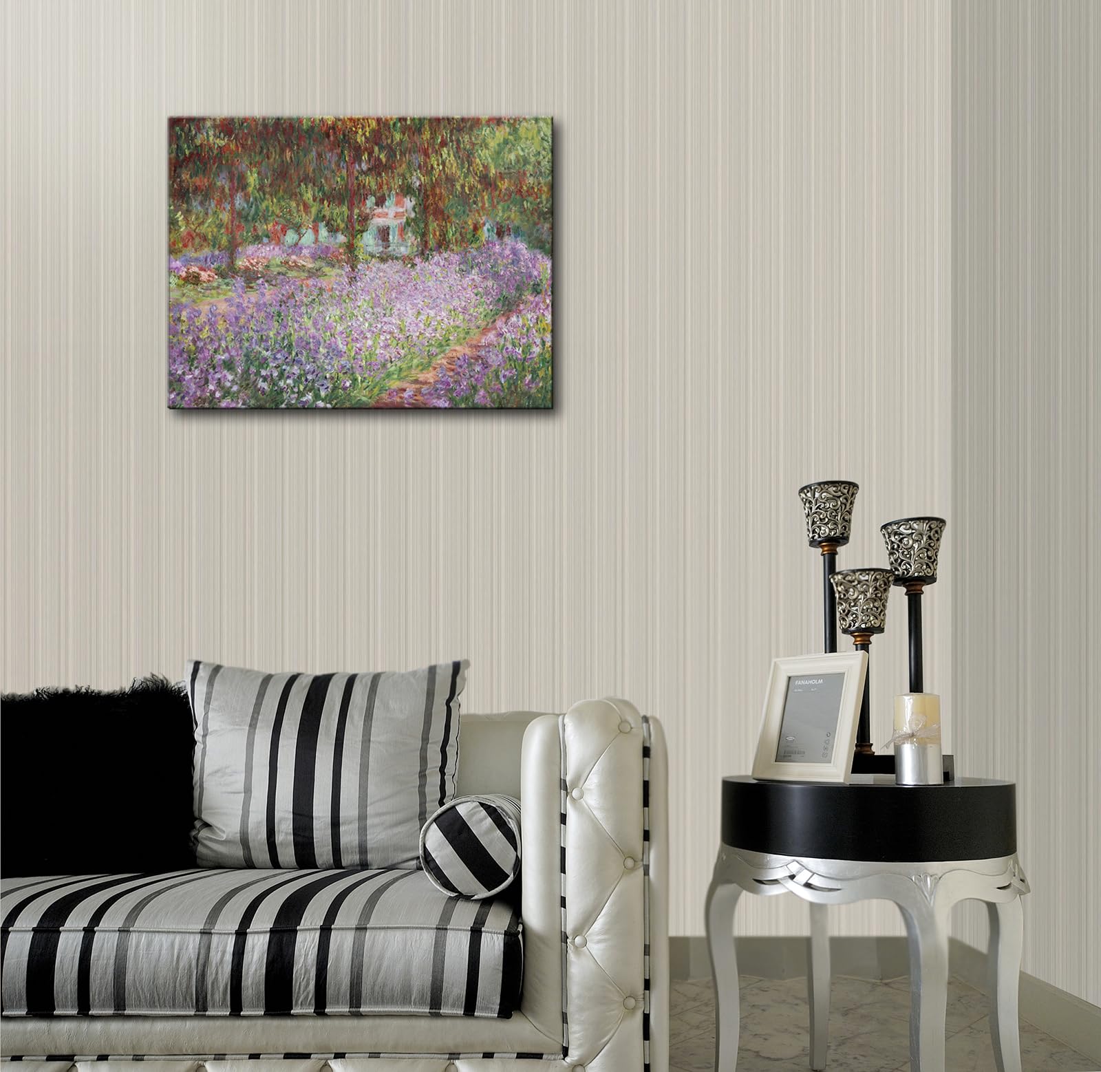 Irises In Monet'S Garden, 1900 By Claude Monet Canvas Wall Art Decor Framed Famous Painting Print For Bathroom Bedroom Wall Deco