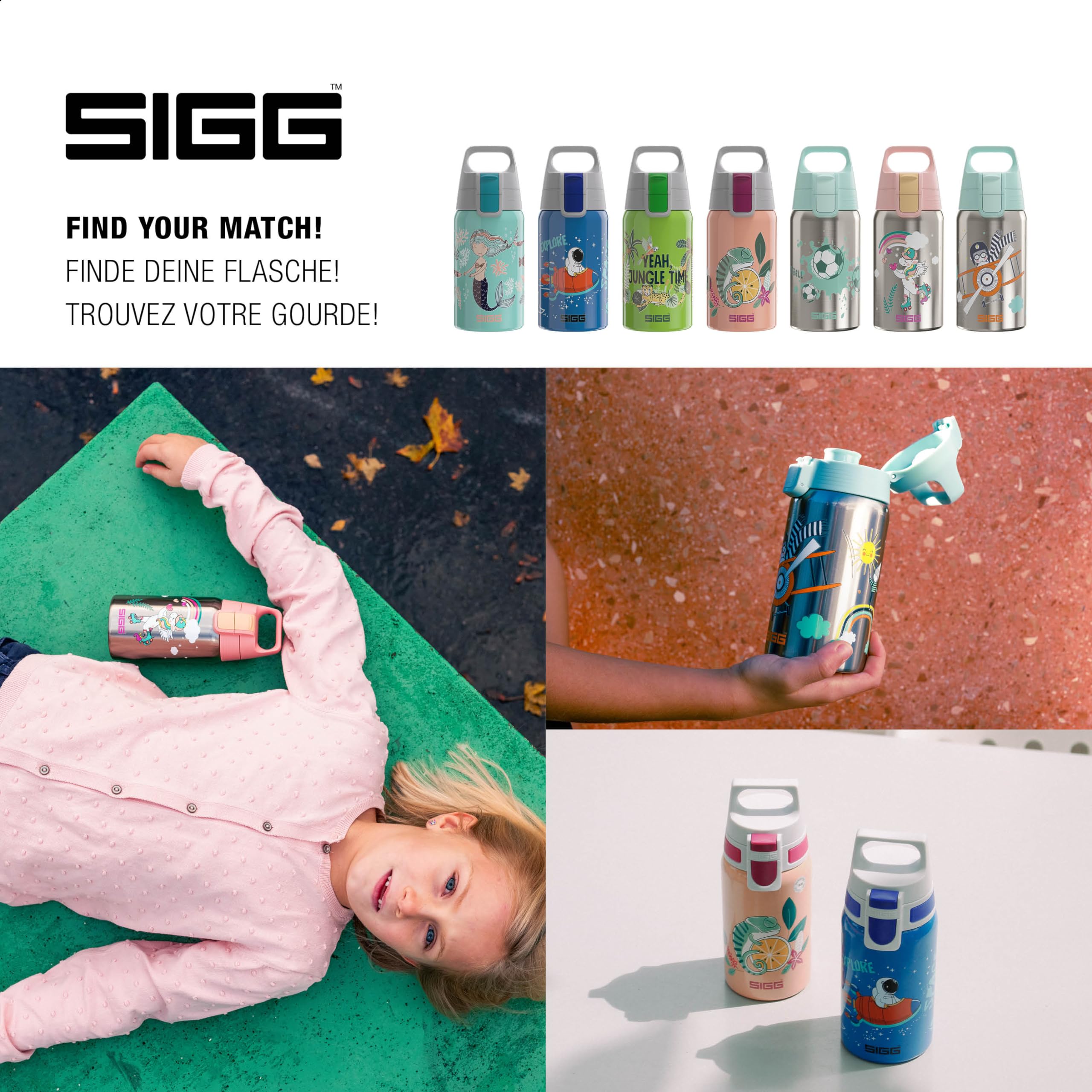Sigg - Stainless Steel Kids Water Bottle - Shield Great Day - Suitable For Carbonated Beverages - Leakproof - Lightweight - Bpa