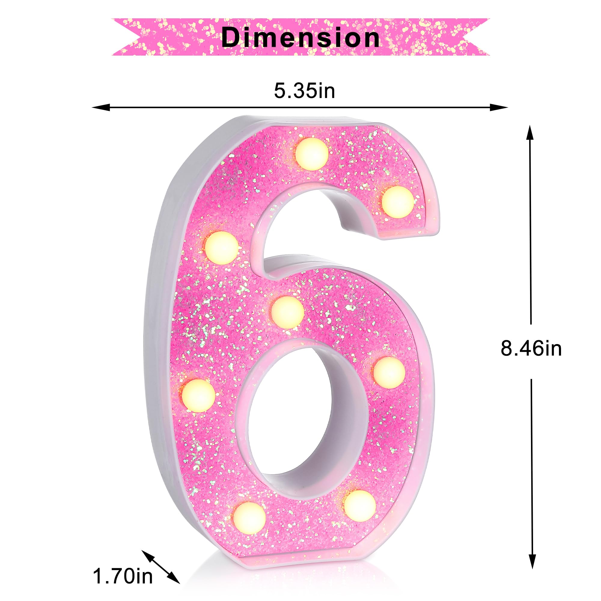 Foaky Pink Light up Letters,Pink Party Decorations,Girls Room Decor,Glitter Marquee Numbers,Alphabet Letter Sign for Night Light