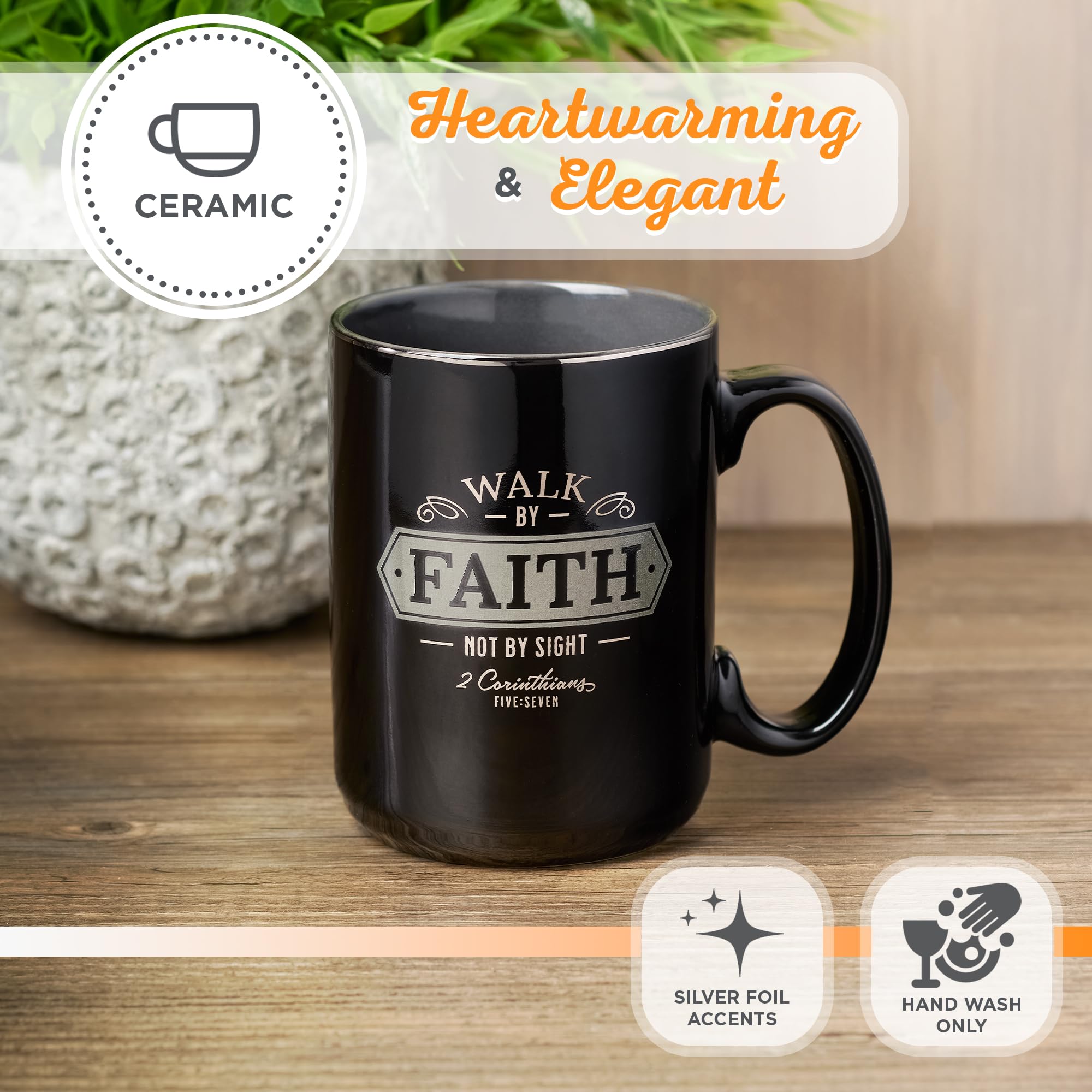 Christian Art Gifts Large Ceramic Bible Verse Coffee & Tea Mug For Men: Walk By Faith - 2 Corinthians 5:7 Inspirational Scriptur
