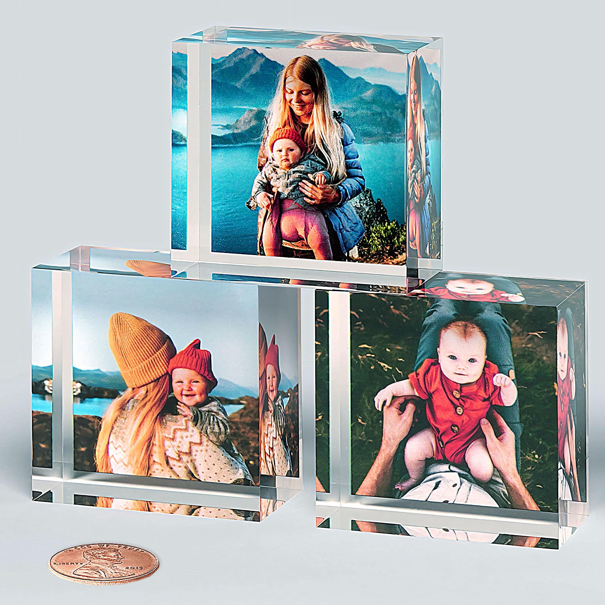 ArtPix 3D Acrylic Custom Christmas Photo Gift, Customized UV Photo Print Block Square, Unique Personalized Picture Gifts for Mom