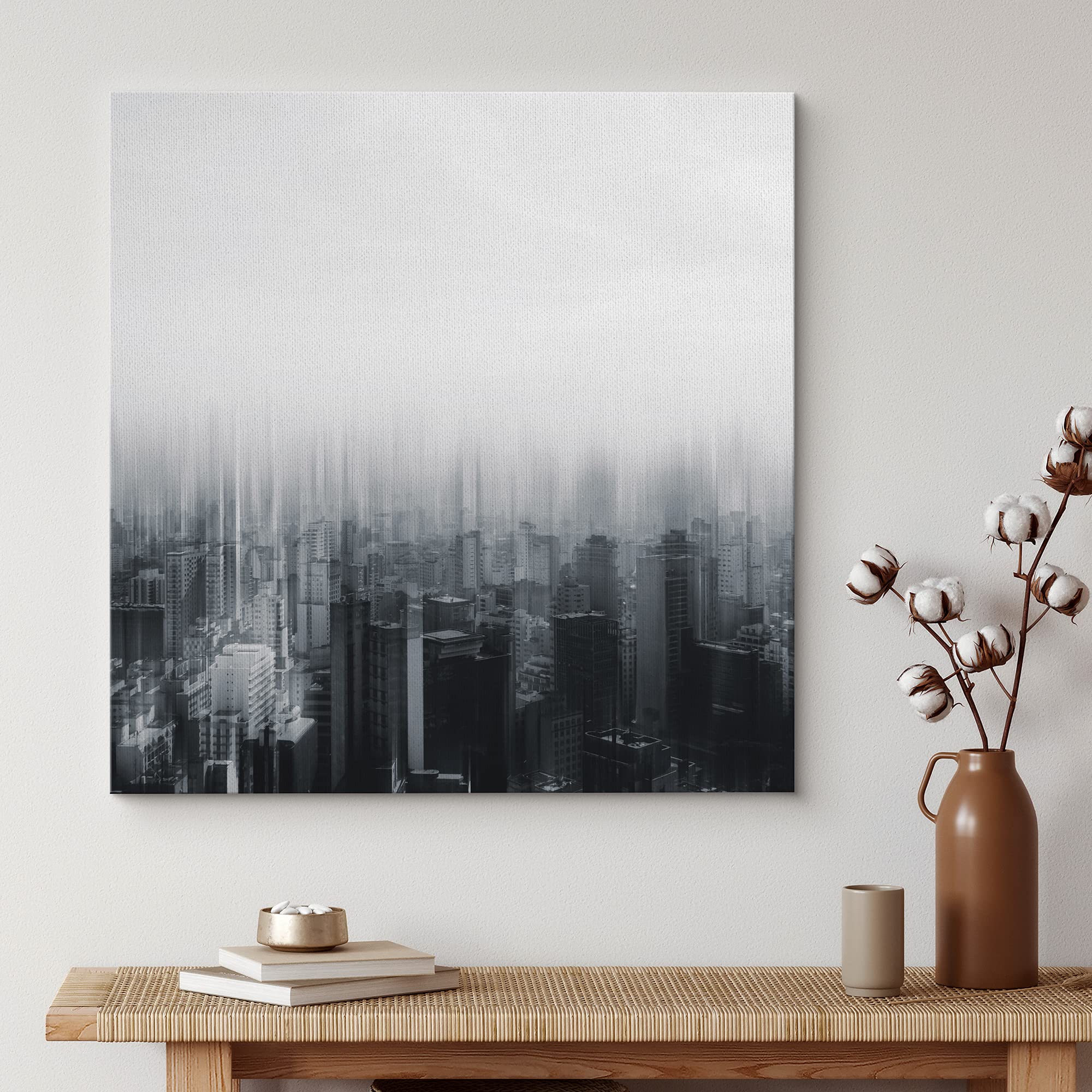Wall26 Canvas Print Wall Art Blur Effect Black & White Cityscape Architecture & Maps Cities Photography Realism Chic Scenic Rela