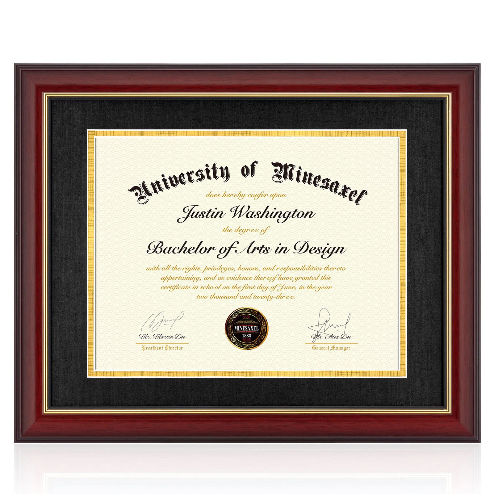 Minesaxel 11x14 Diploma Frame with 8.5 x 11 Opening Black Mat, Display 8.5x11 Degree Certificate Document, Wall Mount or Tableto