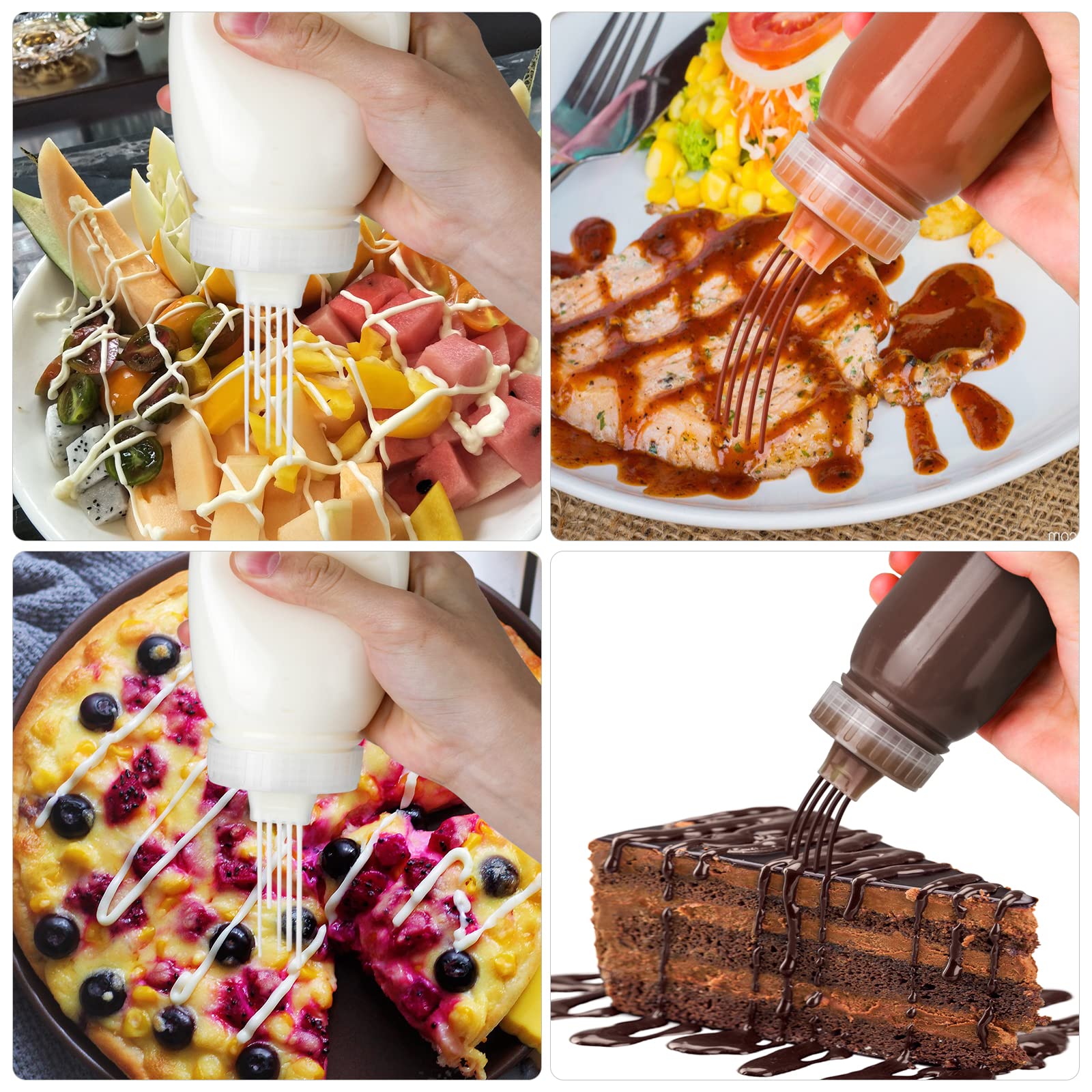 Porous Condiment Squeeze Bottles  Salad Dressing Container  Squeeze Bottles for Sauces  Botellas Exprimibles de Condimentos 3-Pack 13 oz  Syrup Dispenser Great for Ketchup  Salad  BBQ Sauce  Oil.