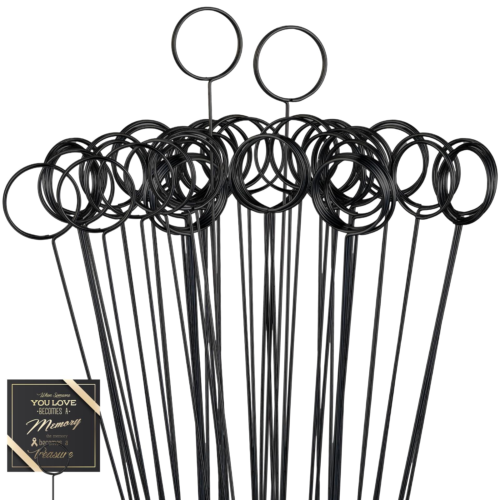 Hotop 30 Pcs Floral Card Holder Pick Metal Wire Flower Place Card Stick 13.4 in Picture Photo Memo Holder Round Floral Gift Stic