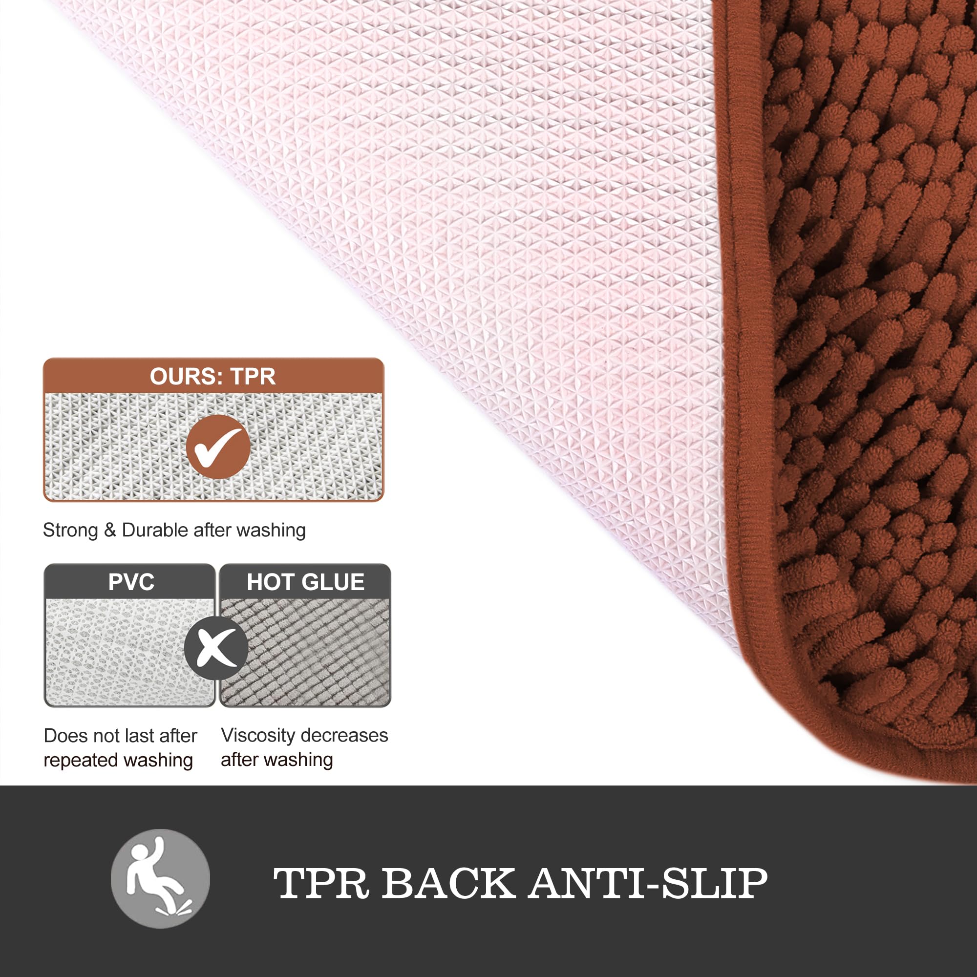 Yeaban Bathroom Rugs Sets 2 Piece - Thick Chenille Bath Mats | Absorbent And Washable Bath Rug Non-Slip, Soft Rugs For Bathroom,