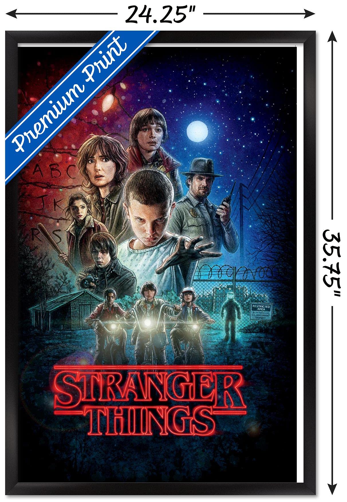 Trends International Netflix Stranger Things - One Sheet Wall Poster, 22.375'' X 34'', Black Framed Version