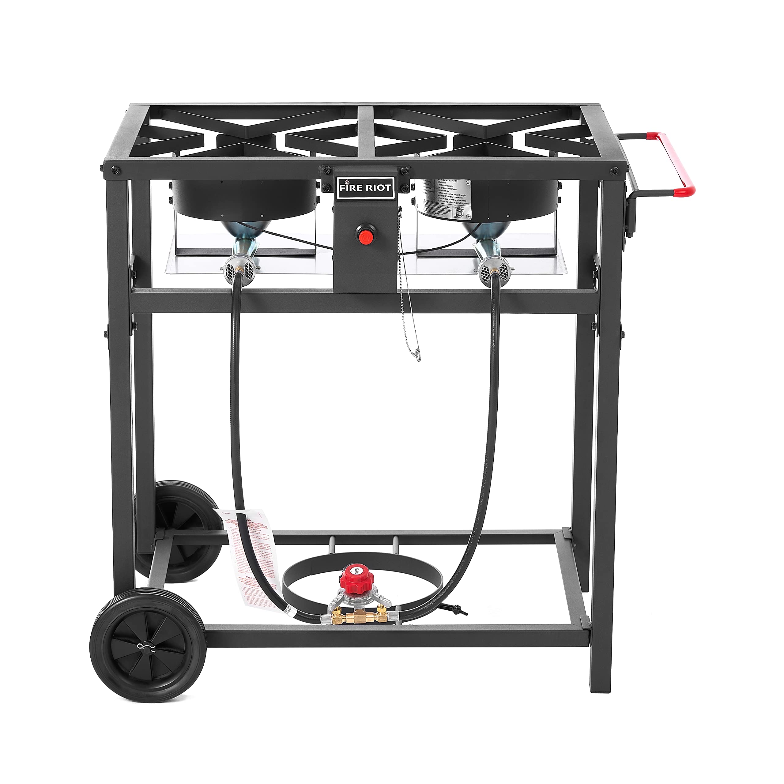 FIRE RIOT Outdoor Double Burner Deep Fryer Cart, 2-18QT Aluminum Pots, Medium, Black/Silver, Model HTK200KD