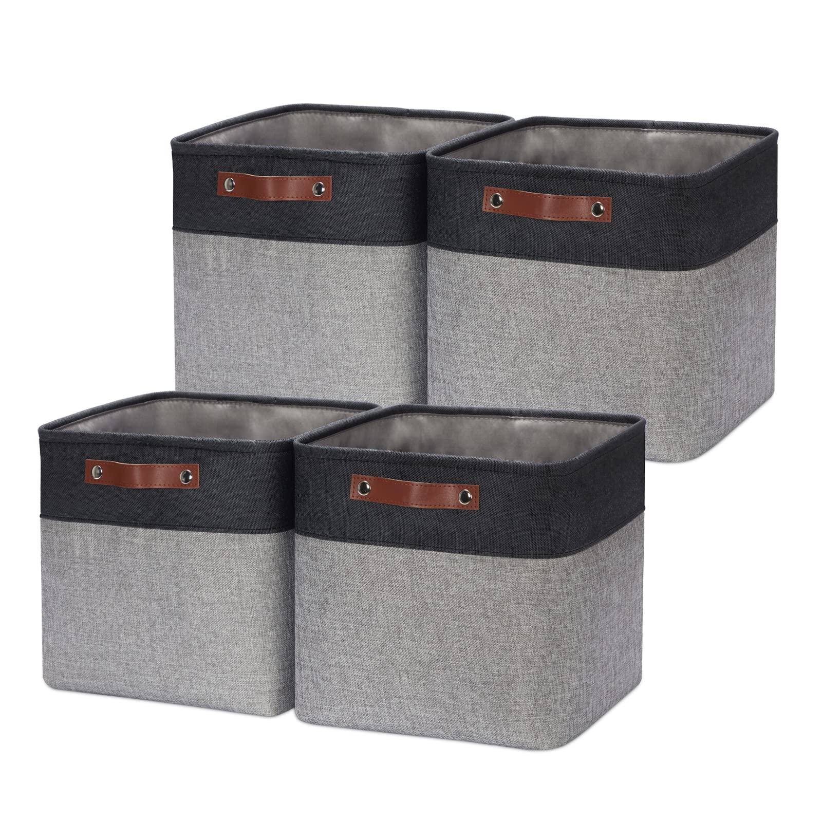 Hnzige Decorative Storage Basket(4 Pack ) Linen Cube Storage Baskets For Organizing Toys,Books,Towels,Blankets,12X12 Baskets For