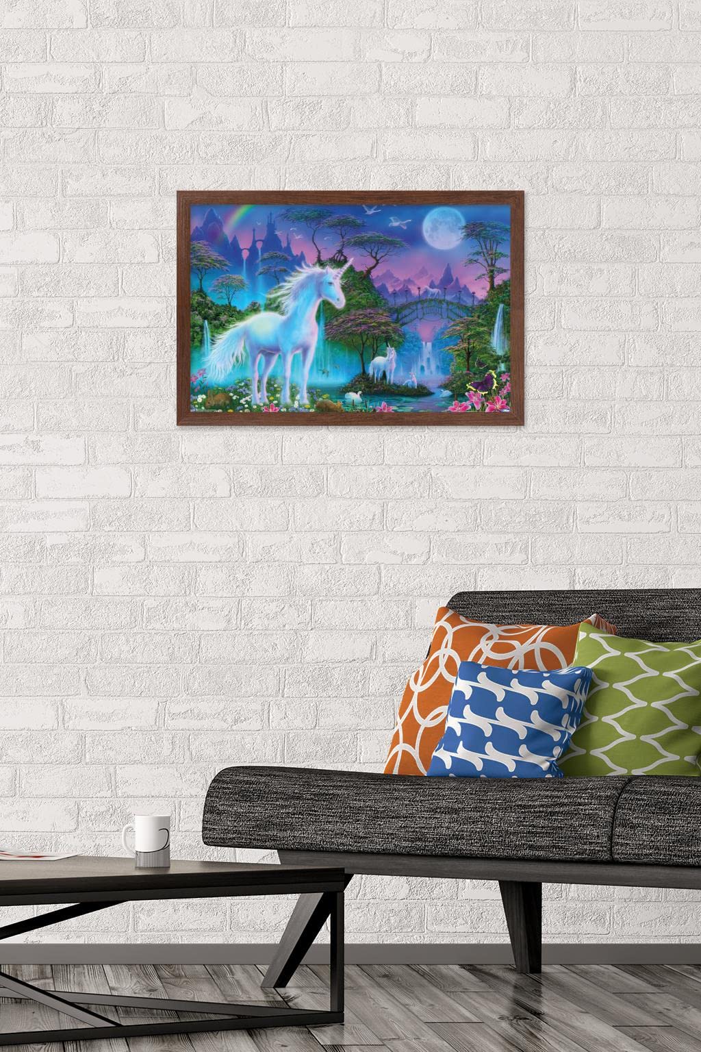 Trends International Unicorn Meadow Wall Poster, 14.725'' X 22.375'', Mahogany Framed Version
