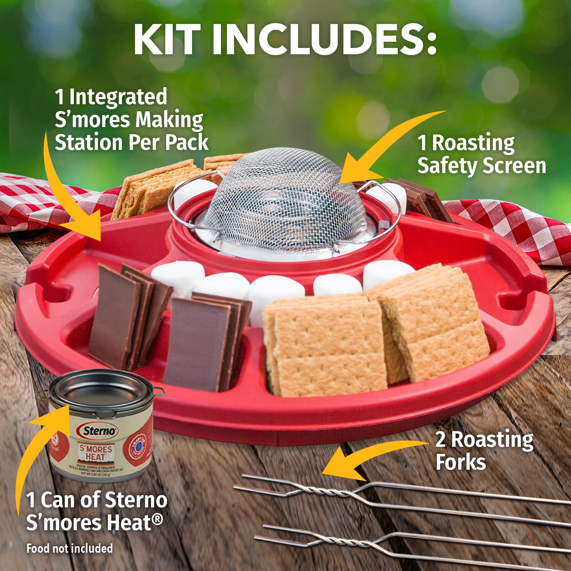 Sterno Table Top Smores Maker Kit with Easy Clean Serving Tray, Designed for Safe, Cord Free Indoor or Outdoor Fun, or Ideal for