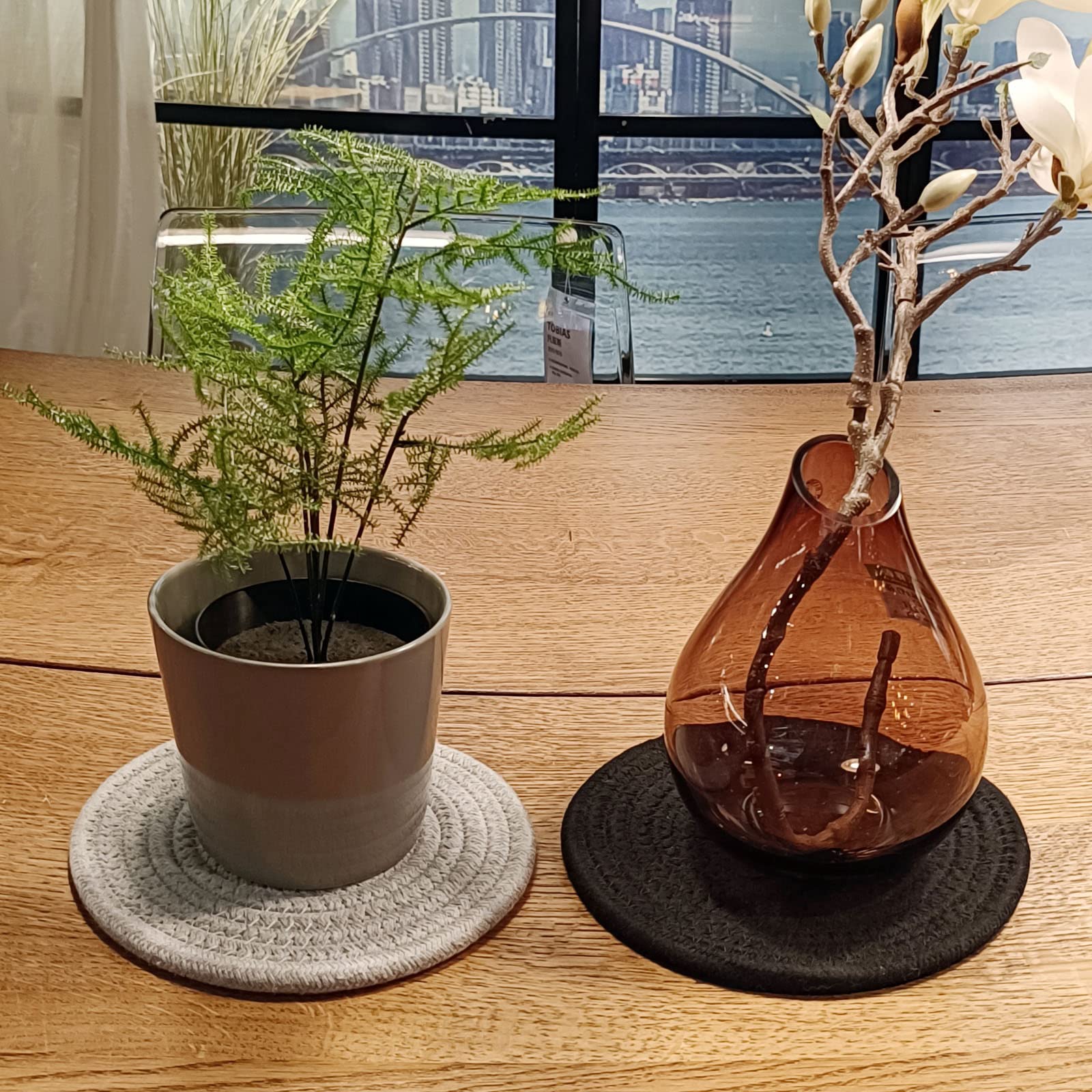 Casaphoria Potholders Set Trivets Set 4Pcs 2Sizes 7 & 9 Inches Diameter 100% Eco Pure Cotton Thread Weave Trivets Hot Pots Pans