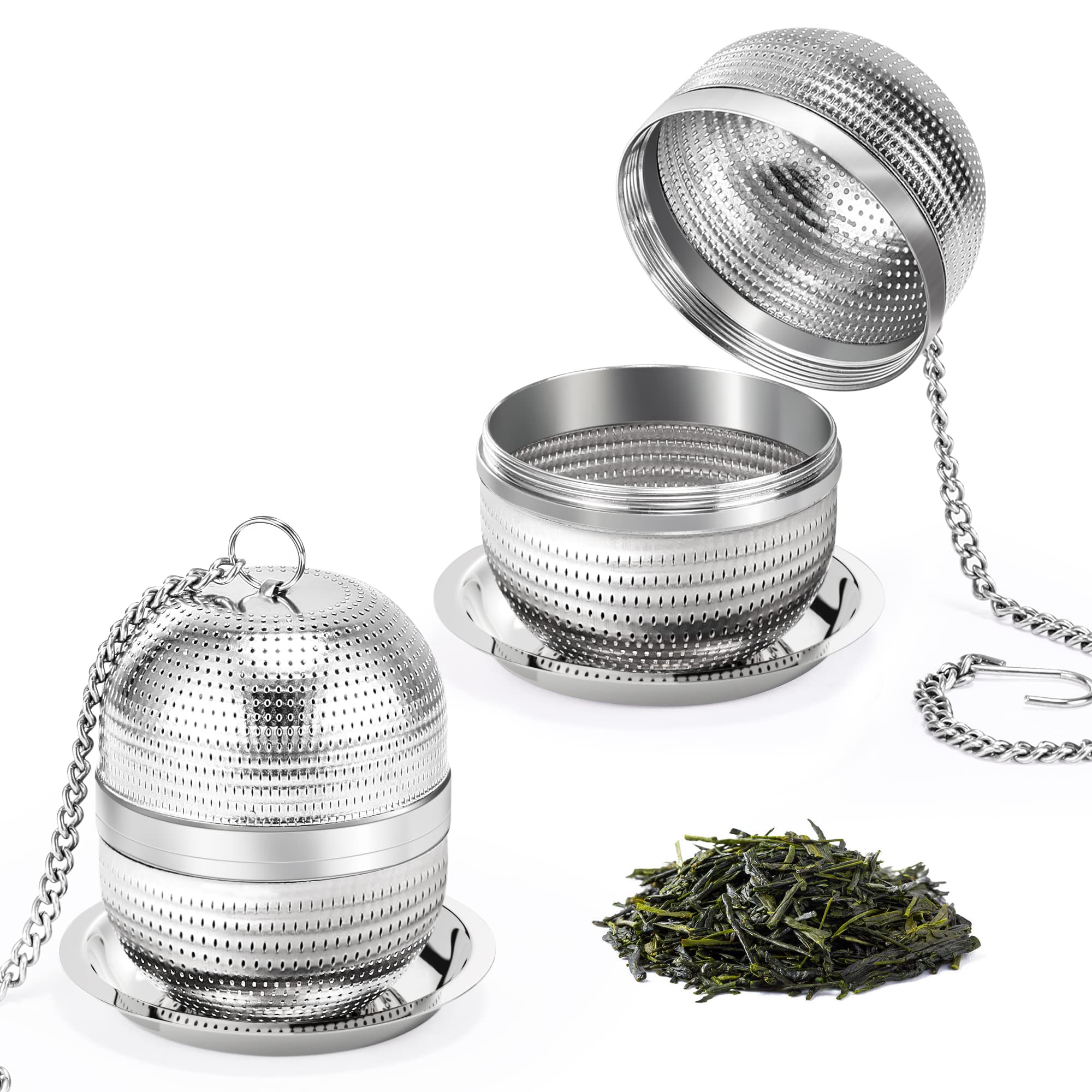 Yoassi 2 Pack Tea Infusers For Loose Tea, Extra Fine Mesh 18/8 Stainless Steel Tea Strainers, Loose Leaf Tea Steeper Tea Ball Te