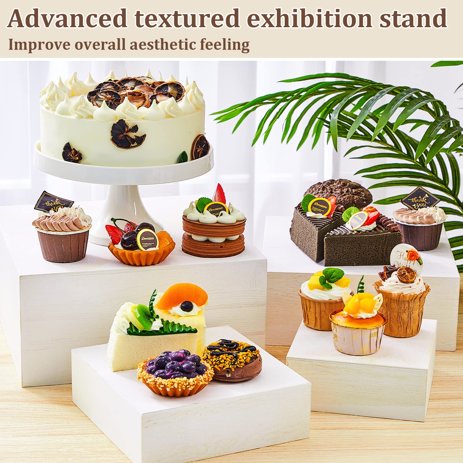 Set Of 4 Wood Display Risers Rustic Cupcake Stand Rustic Wood Cake Stands Wooden Stackable Display Box For Dessert Wedding Birth