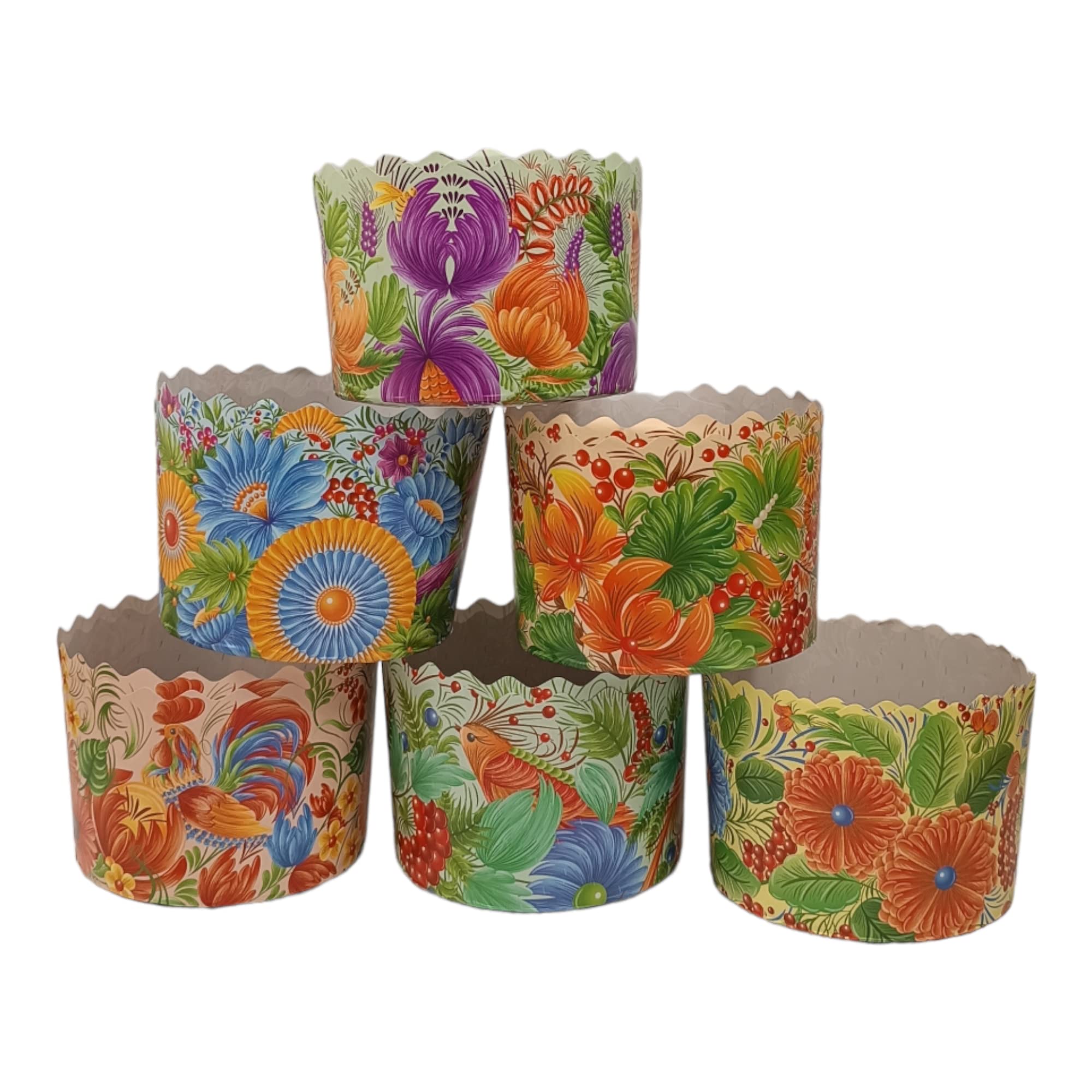 chutemka  12 Pack | 12 oz Different designs of Paper Mold, Round Easter Bread Baking Paper Molds (Petrikovka)