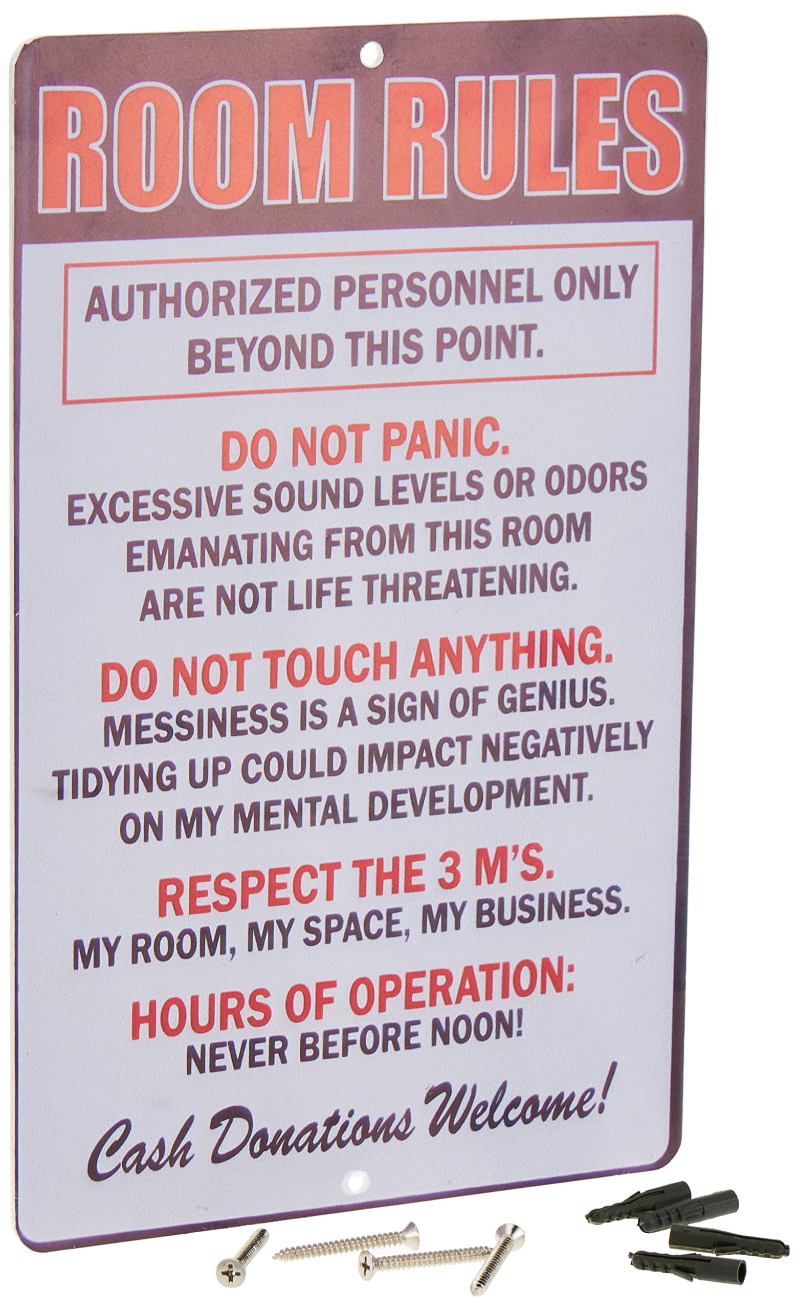 Treasure Gurus Room Rules Hours of Operation Metal Sign Funny Kids Bedroom Man Cave Decor