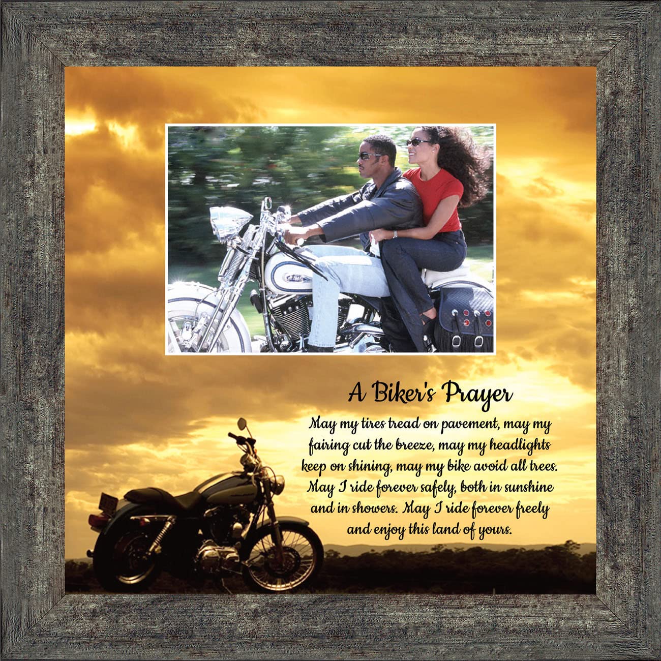 Crossroads Home D  cor A Bikers Prayer, Gift for Motorcycle Riders, Inspirational Bike Picture Frame, 6451BW
