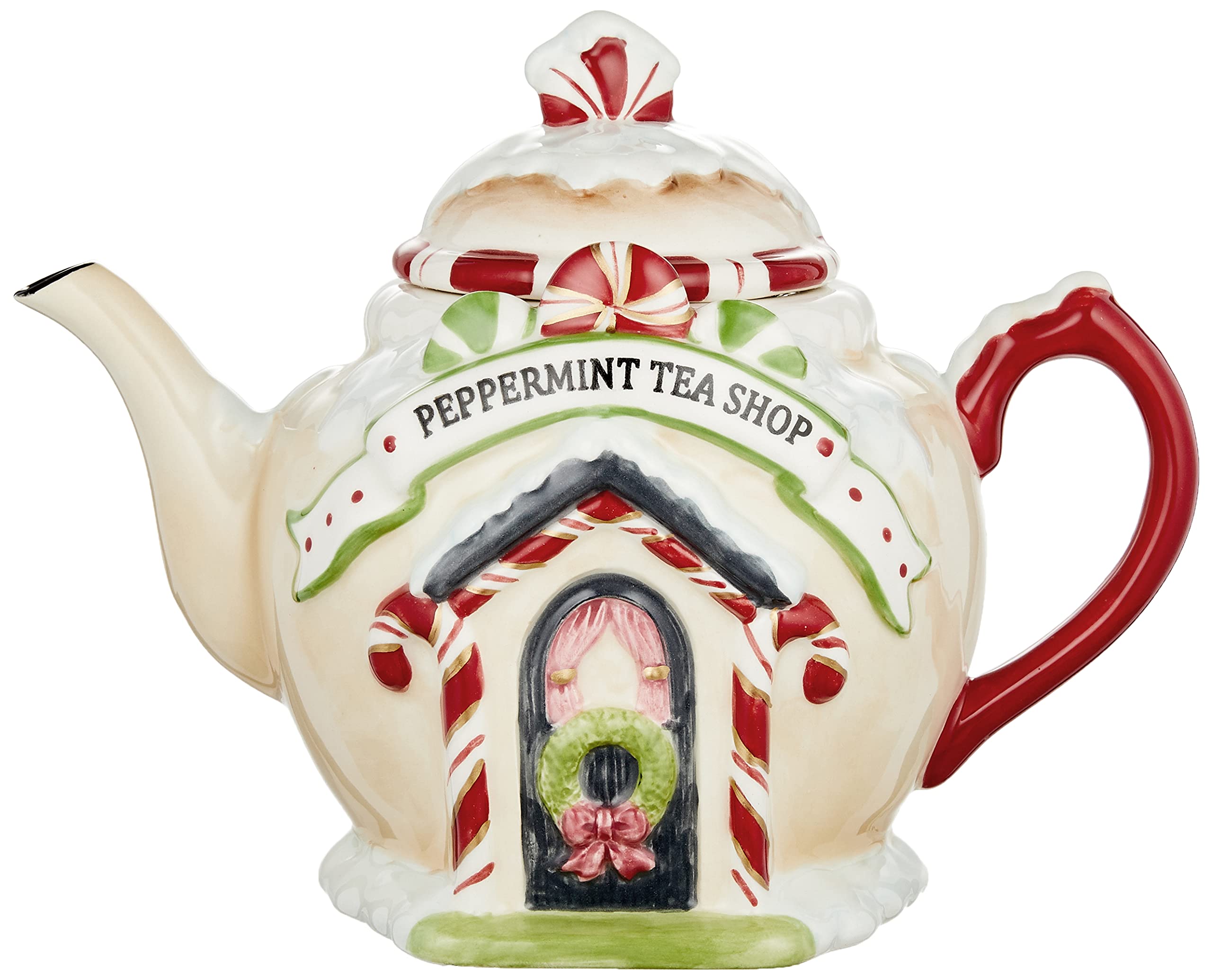 Cosmos Gifts Santa'S Village Ceramic Teapot, 7-1/4-Inch