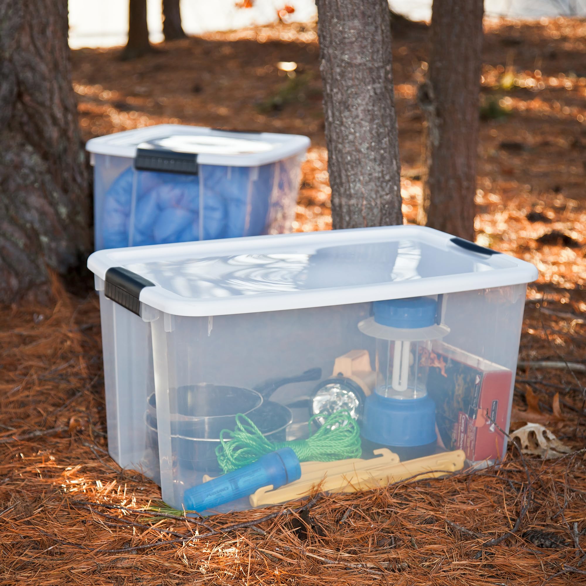 Sterilite 70 Qt Ultra Latch Box, Stackable Storage Bin With Lid, Plastic Container With Heavy Duty Latches To Organize, Clear An