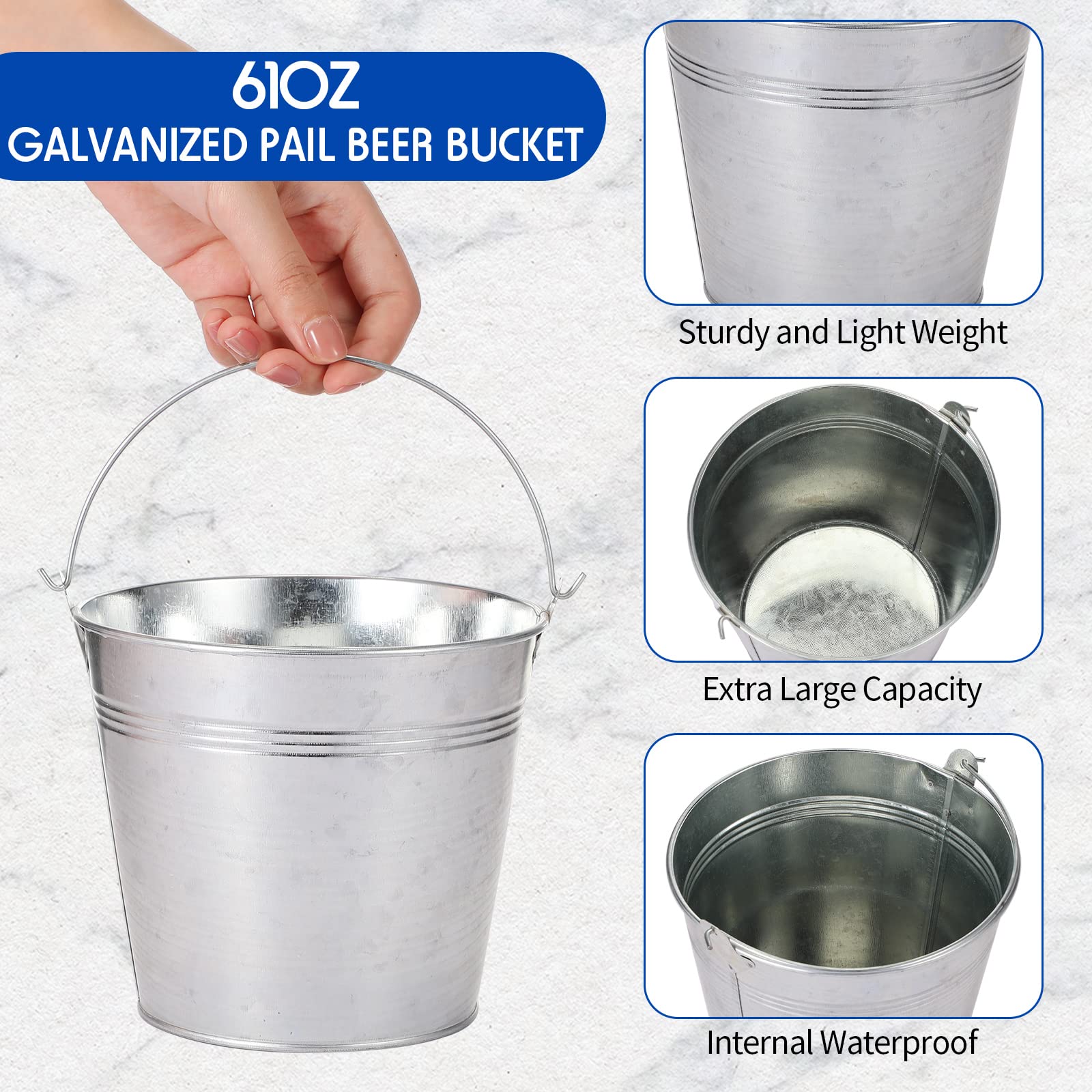 Didaey 24 Pack Galvanized Metal Buckets Bulk 6 Inch Small Ice Buckets Iron Candy Pail With Handle For Garden Planters Vase Table