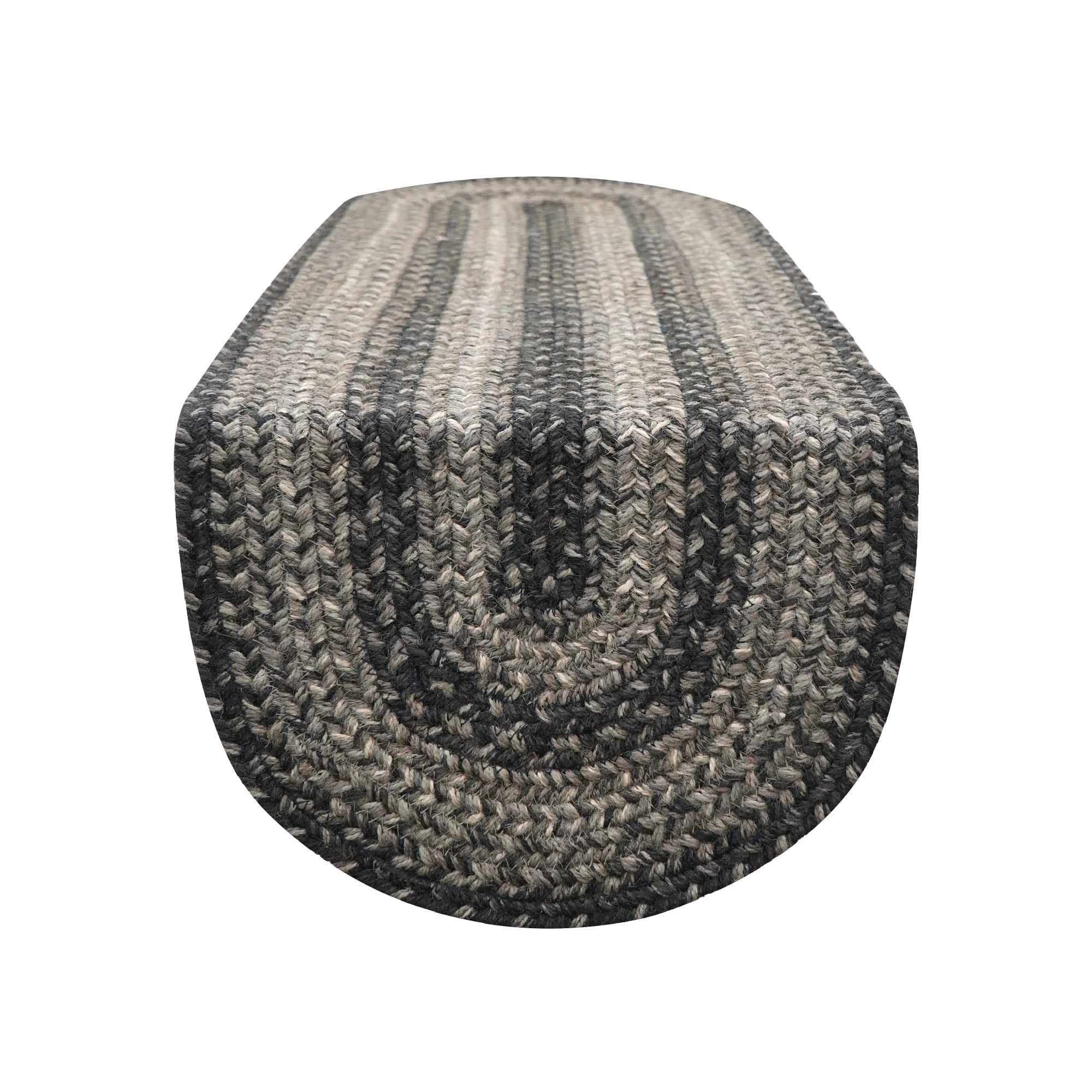 Homespice - Flint Hill Oval Table Runner, A Handmade Jute Braided Runner To Use As A Gray Dinner Table Runner - Flawless Edge Fi