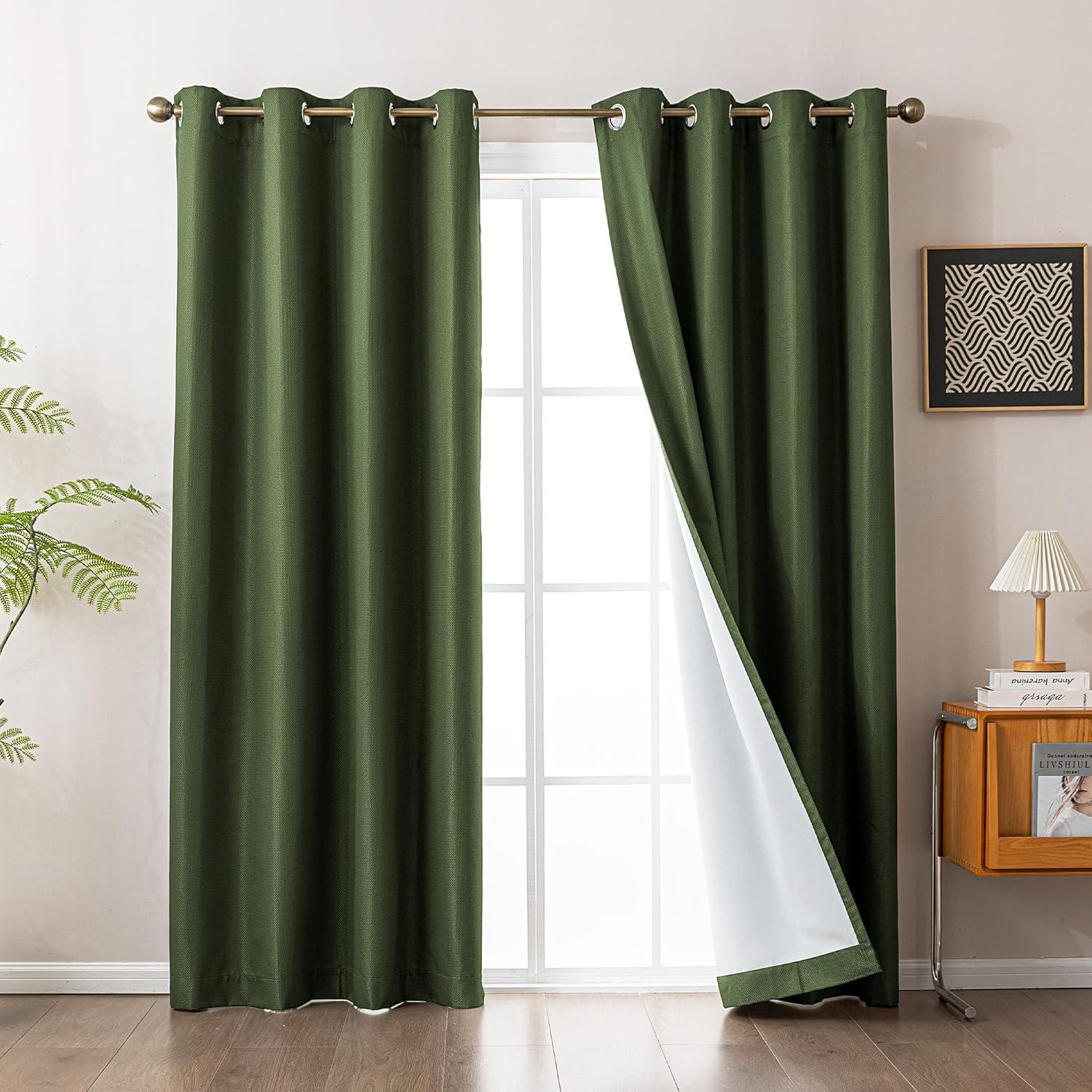 Printed Modern Farmhouse Blackout Curtains for living Room - Sage Green