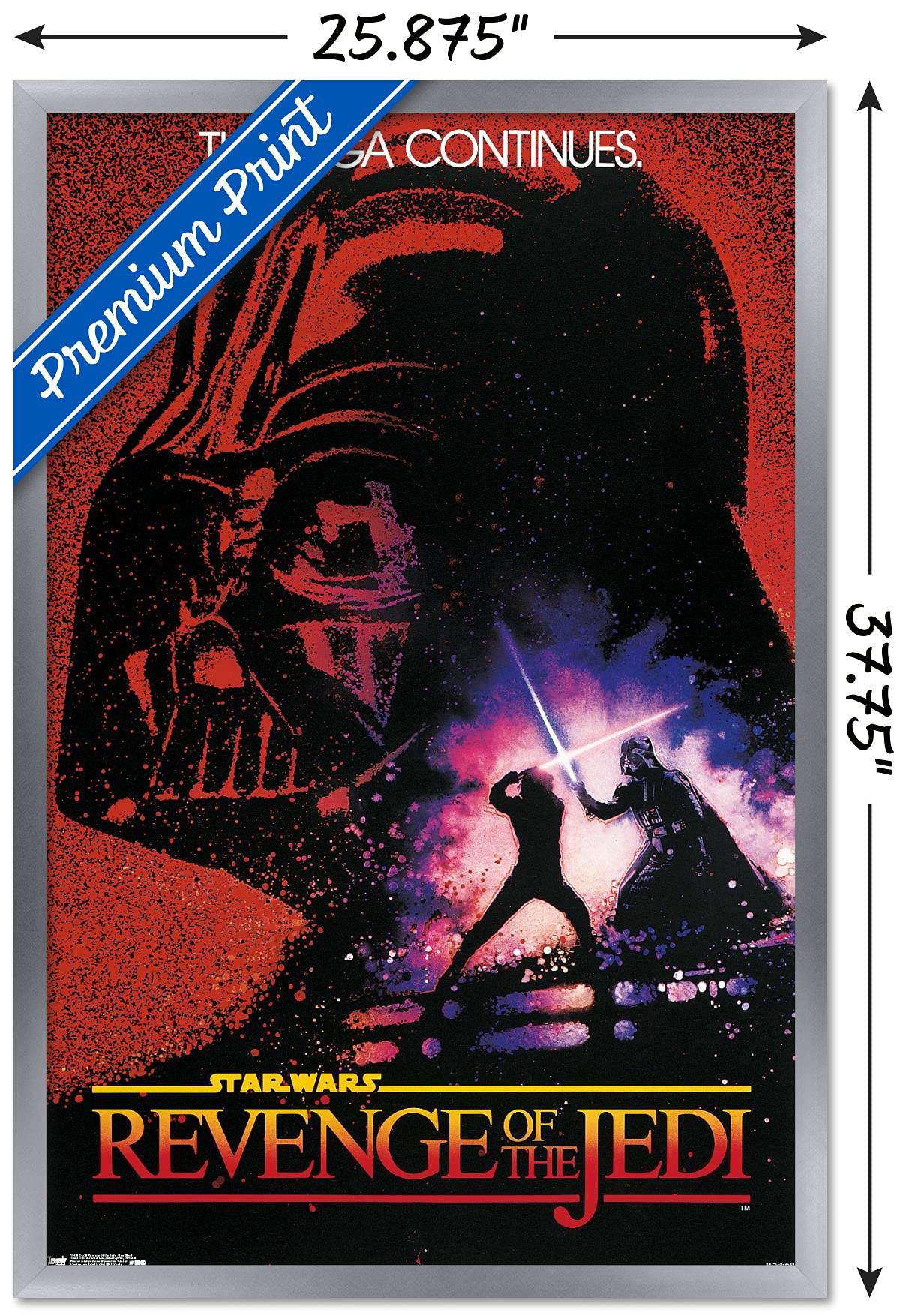 Trends International 24X36 Star Wars: Revenge Of The Jedi - One Sheet Wall Poster, 24'' X 36'', Silver Framed Version