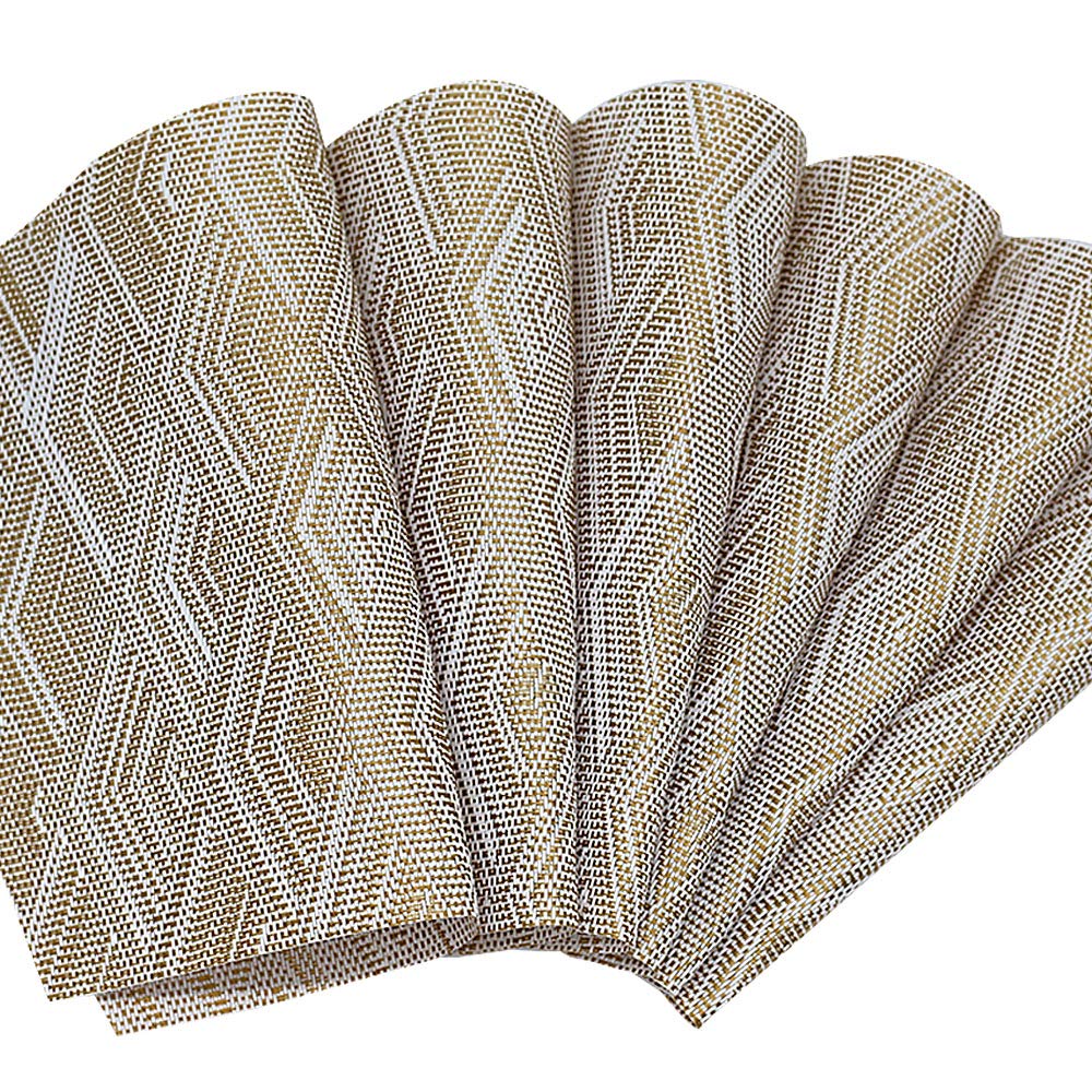 Kreatur Woven Vinyl Placemats For Dining Table Durable Heat Resistant Washable Wedge Placemats For Round Table,Placemats Set Of
