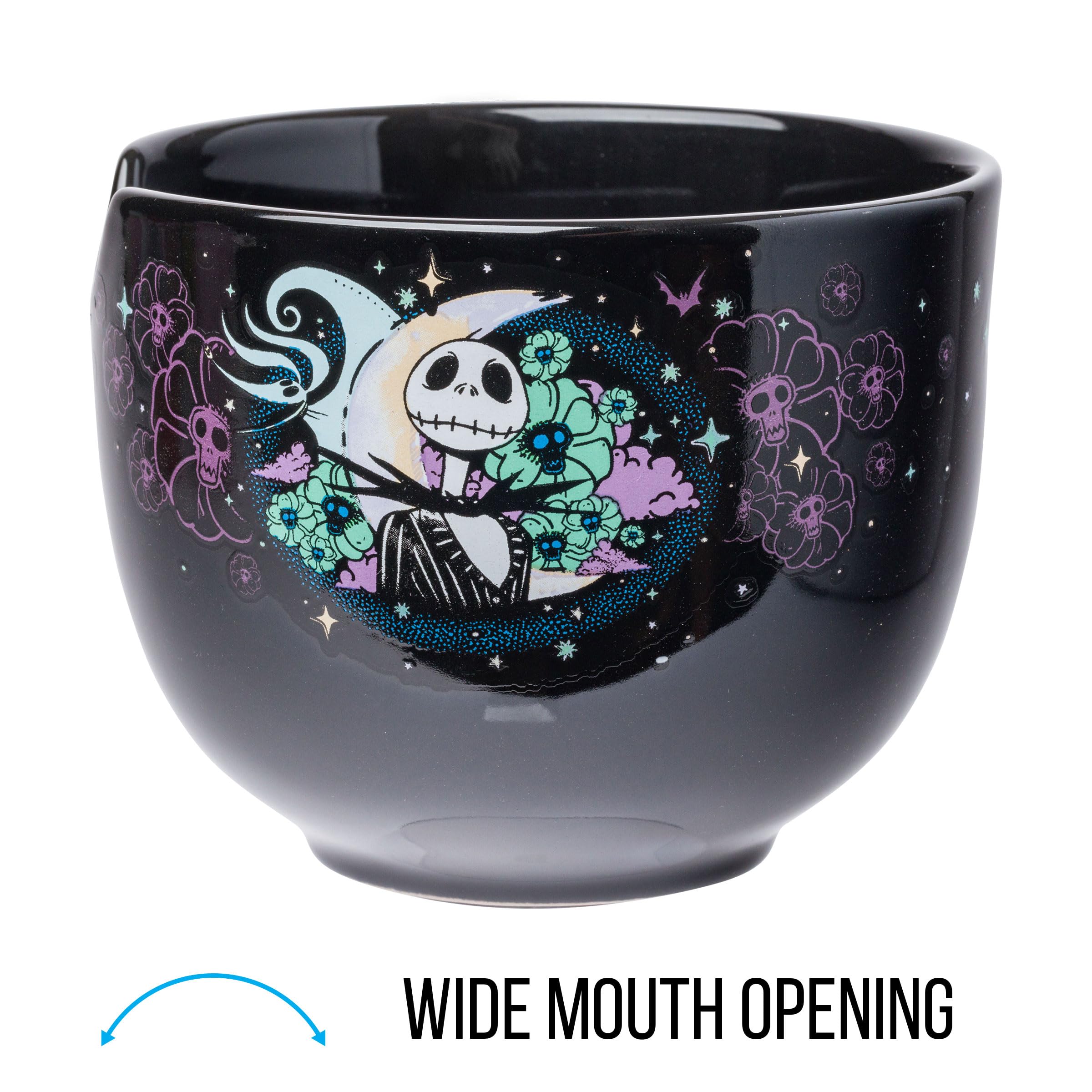 Silver Buffalo Disney Nightmare Before Christmas Starry Night Jack Skellington Ceramic Ramen Noodle Rice Bowl With Chopsticks, M