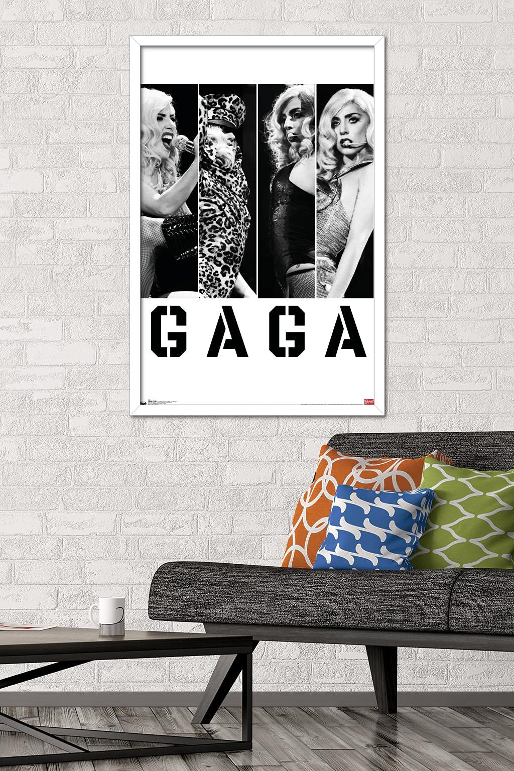 Trends International Lady Gaga - Photo Bars Wall Poster, 22.375'' X 34'', White Framed Version