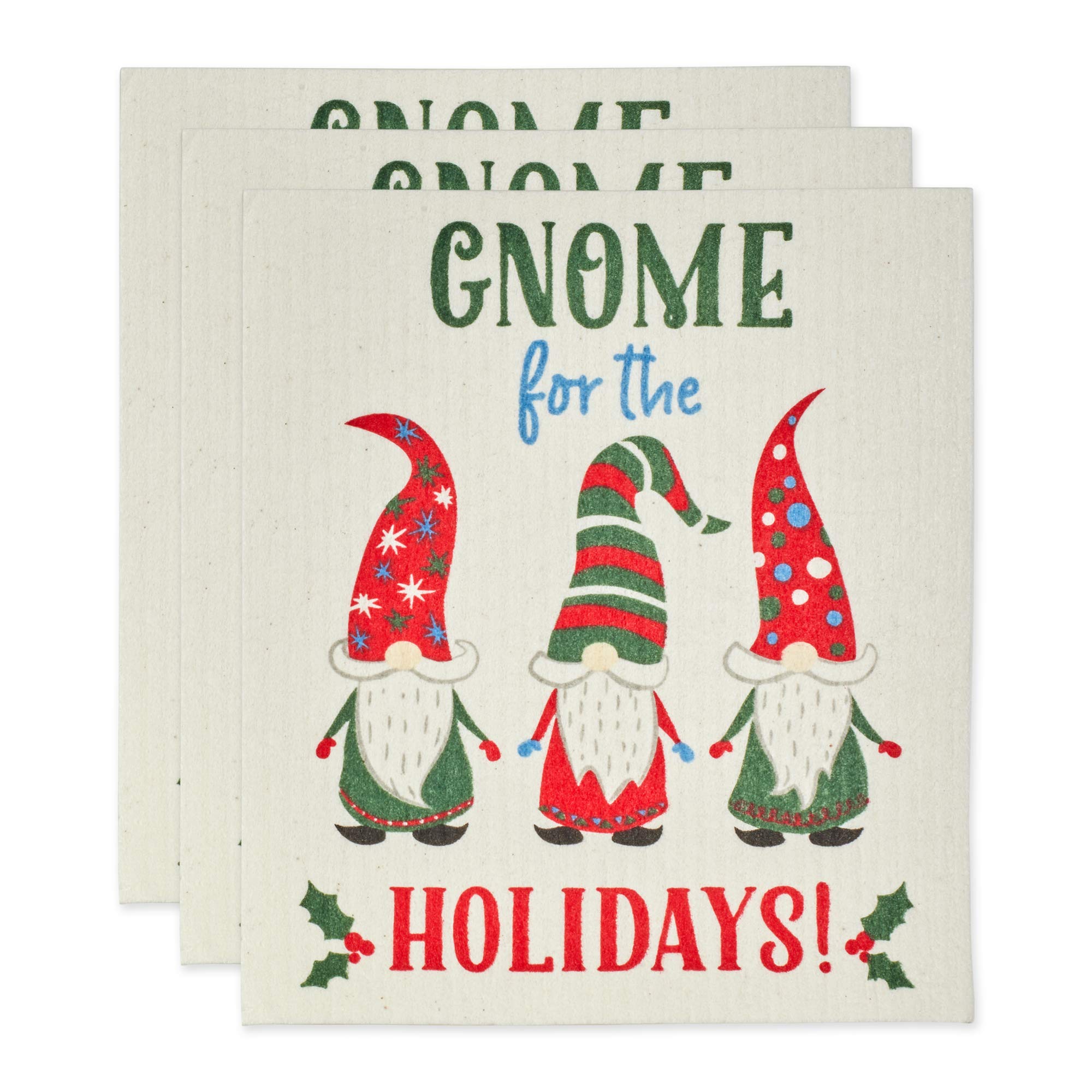 DII Swedish Dishcloths for Kitchen & Cleaning, Reusable, Machine Washable & Dishwasher Safe, Biodegradable, 7.75 x 6.75, Gnome H